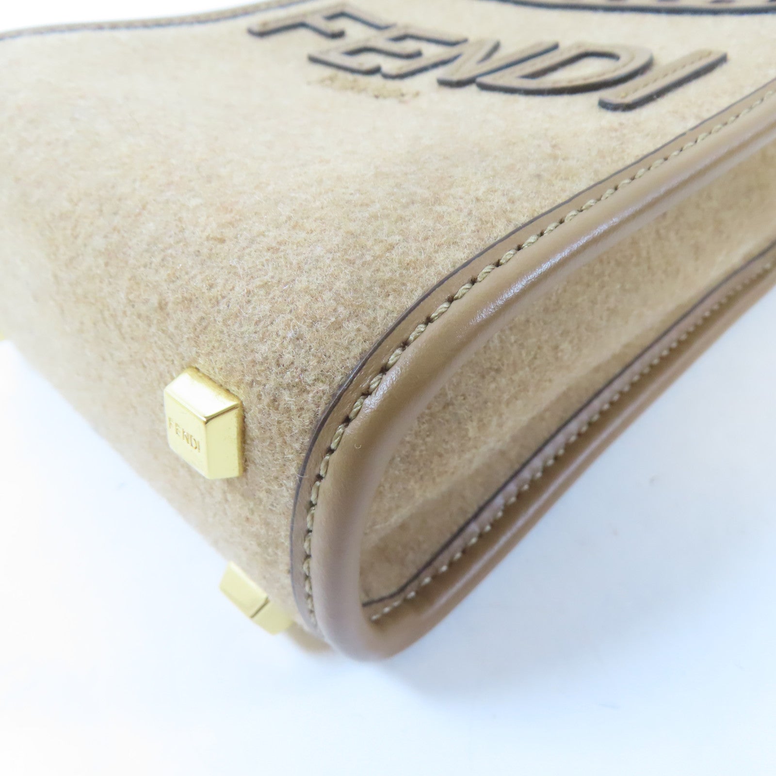 FENDI Wool felt Mini Sunshine Shopper Bag金扣手挽肩背兩用袋啡色