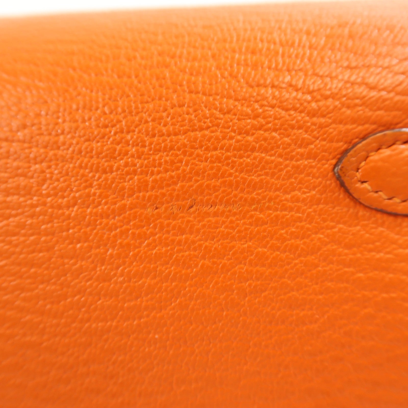 HERMES Chevre Mysore皮革Kelly Wallet金扣長錢包Orange