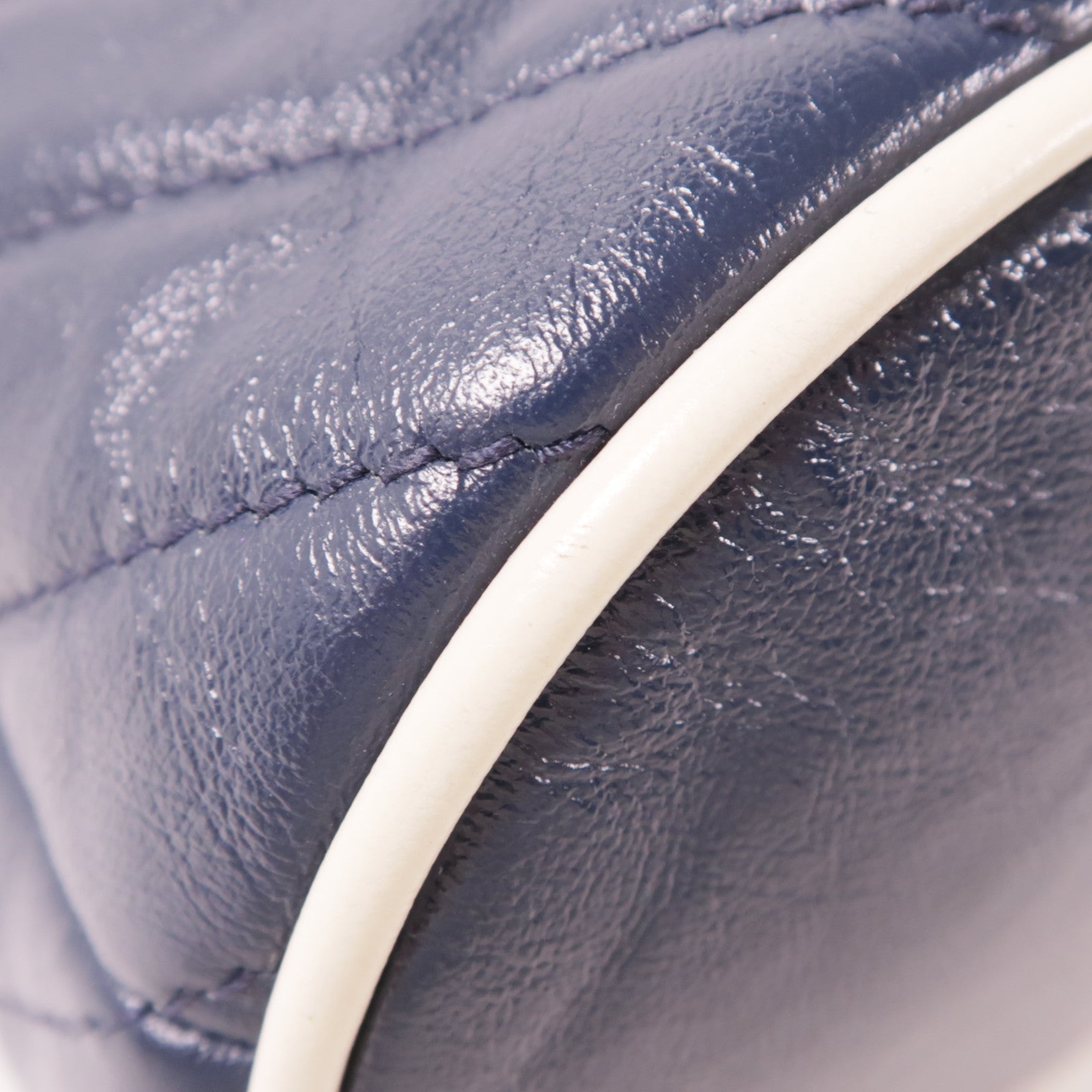 GUCCI GG SHW Chain Shoulder Bag 573817 Calfskin Leather Navy