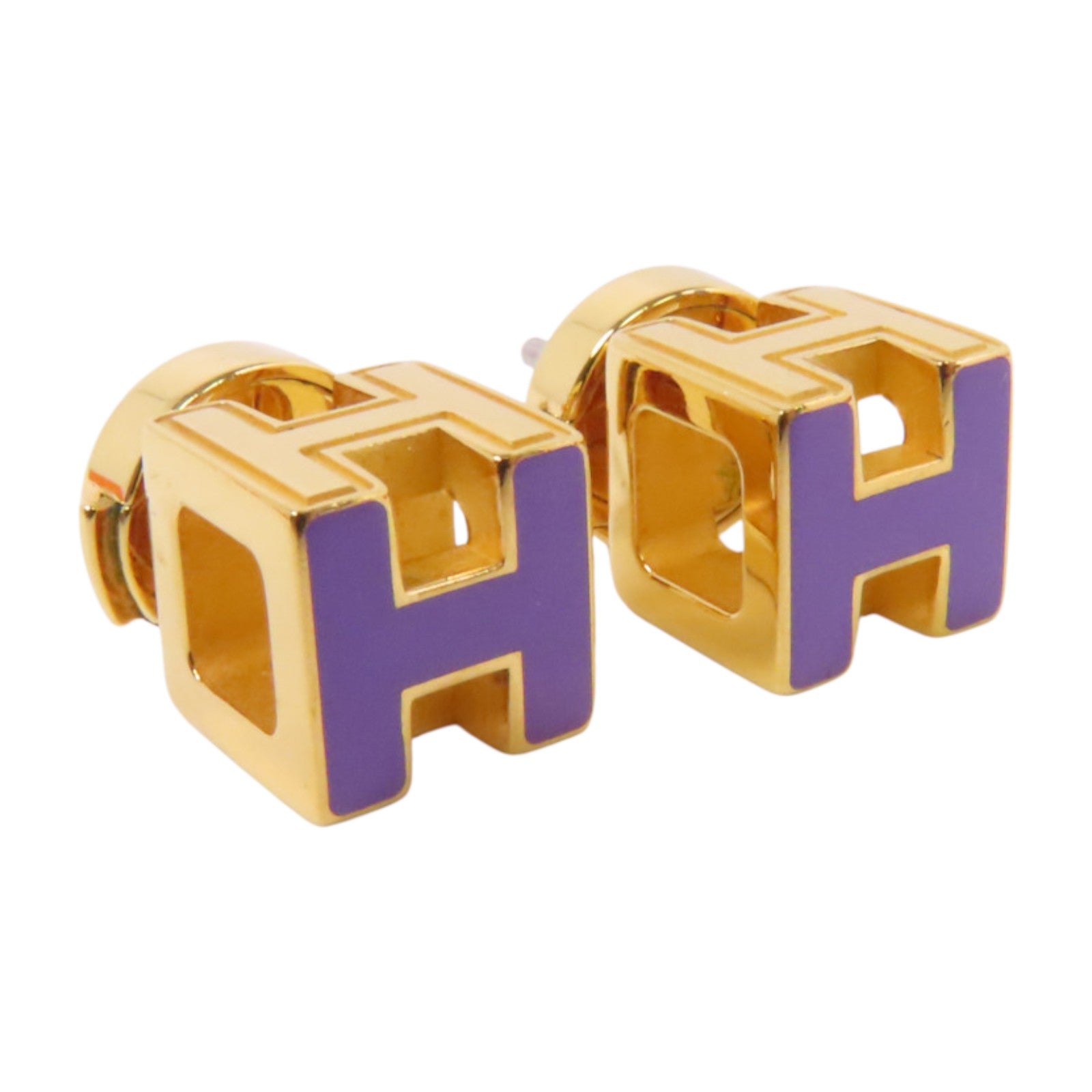 HERMES 金屬/琺瑯Caged H Earrings金扣耳環