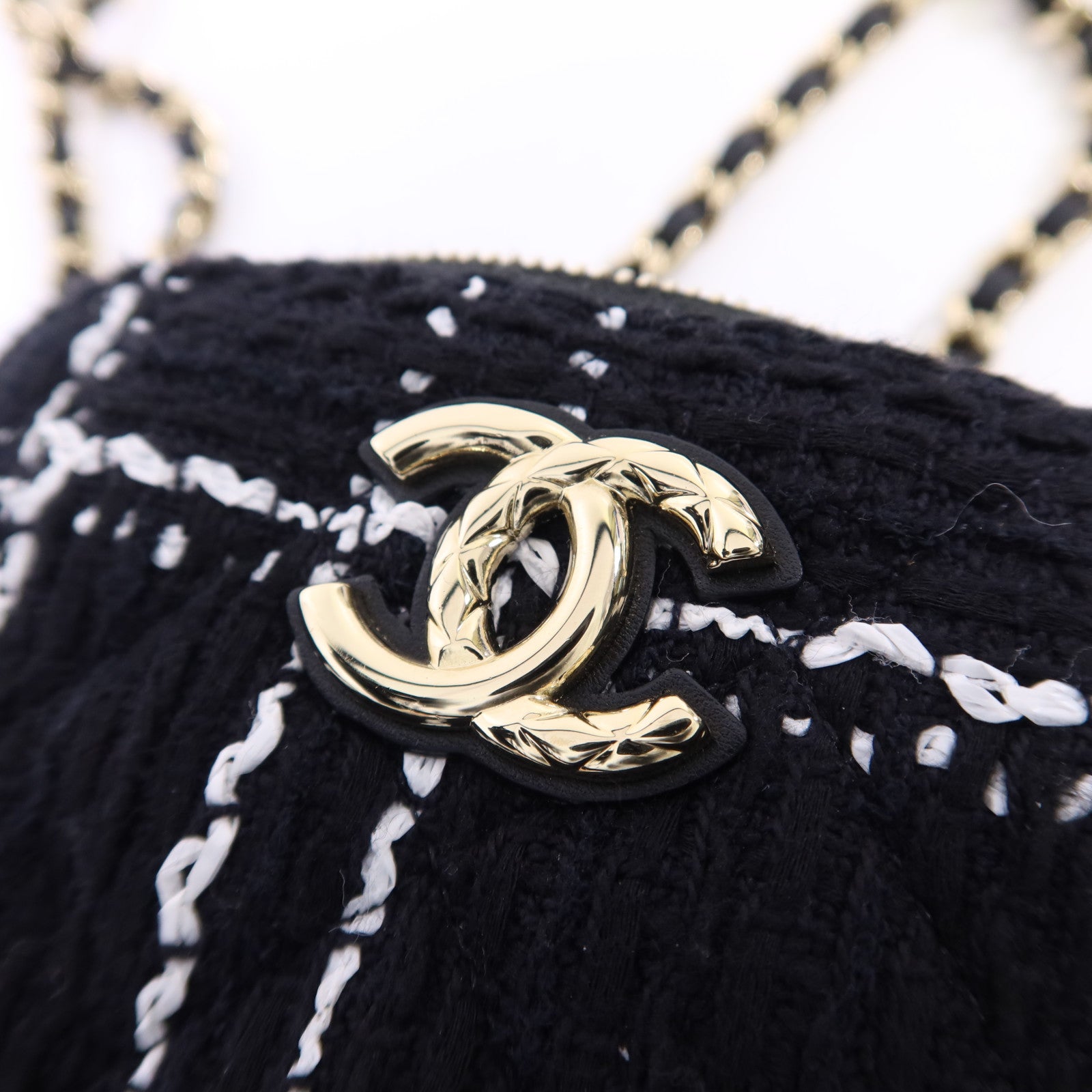 CHANEL 斜紋軟呢Chain Shoulder Bag金扣鏈帶肩背袋
