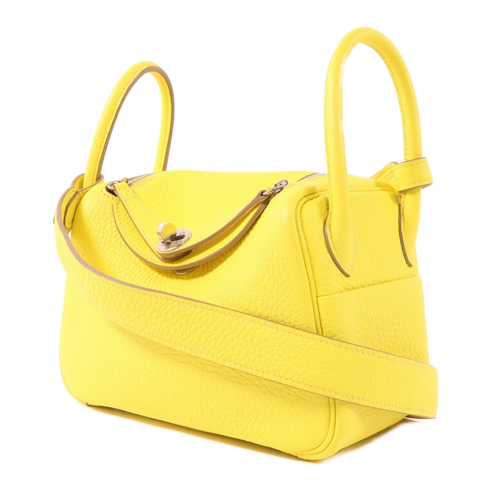 HERMES Clemence皮革Mini Lindy銀扣手挽肩背兩用袋