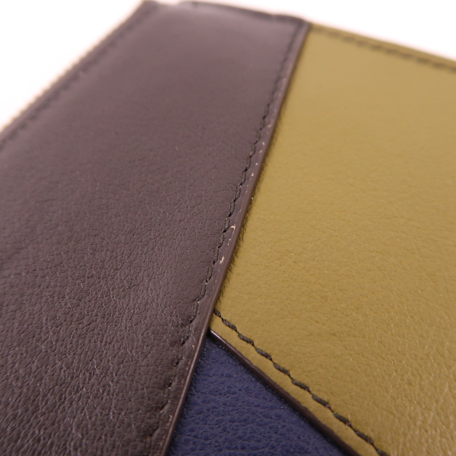 LOEWE 牛皮皮革Puzzle Slim Compact Wallet銀扣錢包