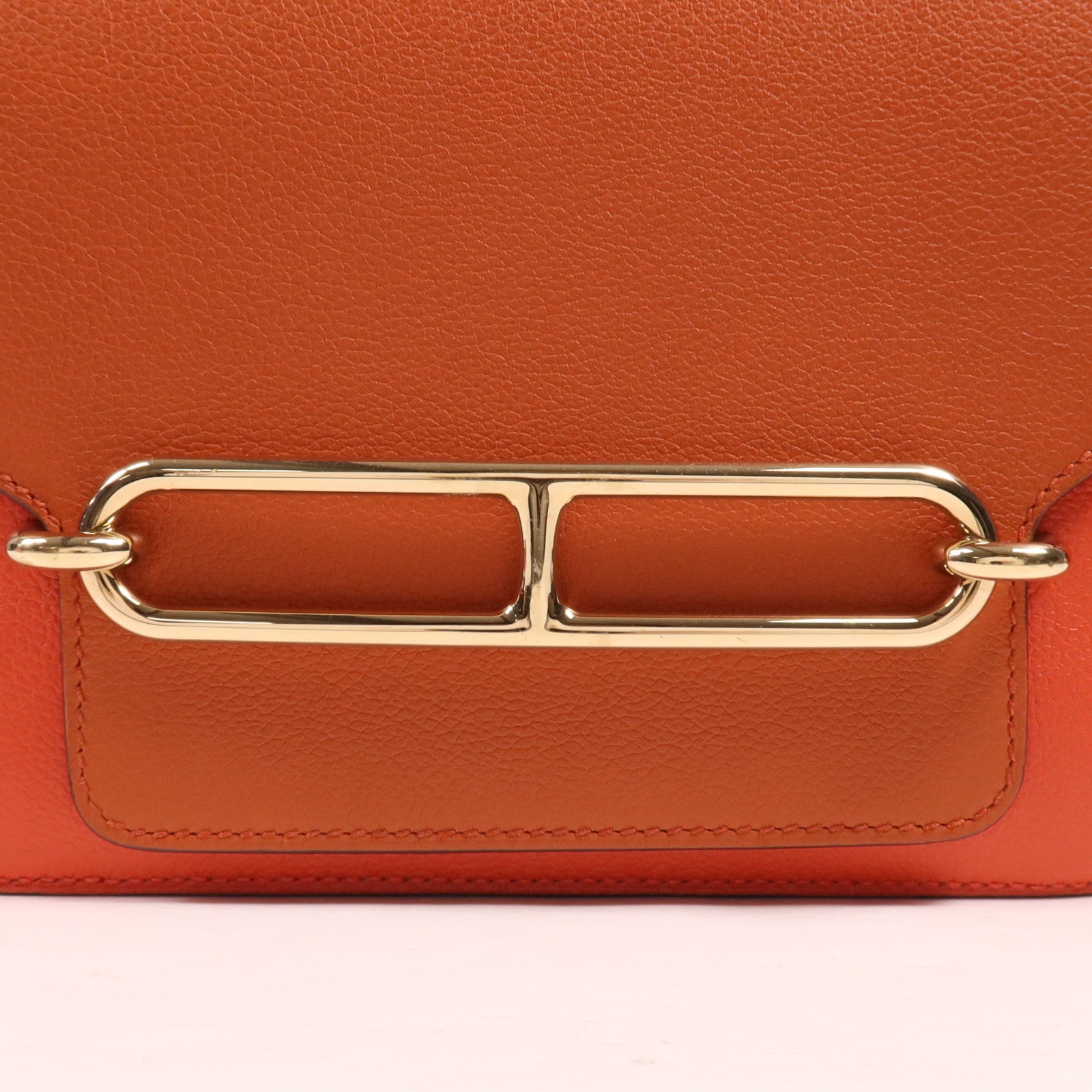 HERMES Evercolor皮革Mini Roulis金扣肩背袋Cuivre/Capucine
