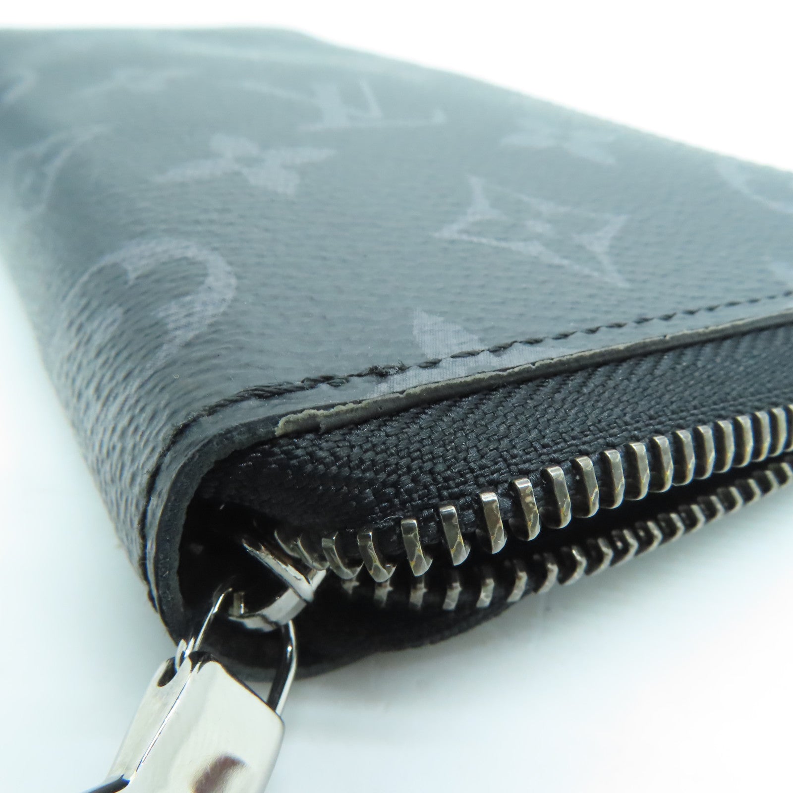 LOUIS VUITTON Monogram Eclipse Long pocketbook silver buckle long wallet black