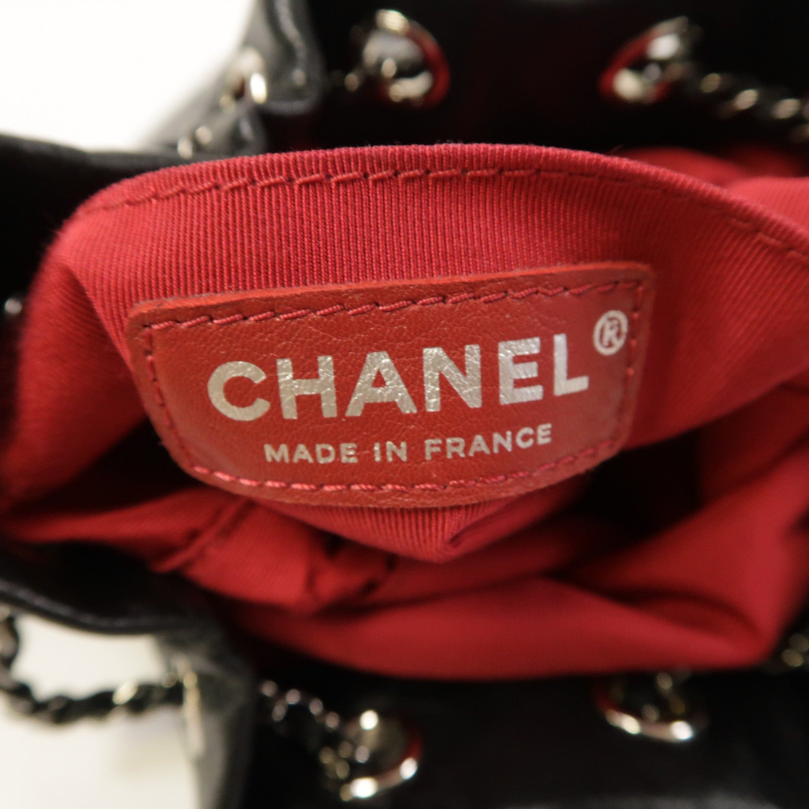 CHANEL 菱格牛皮皮革Chain Shoulder銀扣鏈帶肩背袋黑色