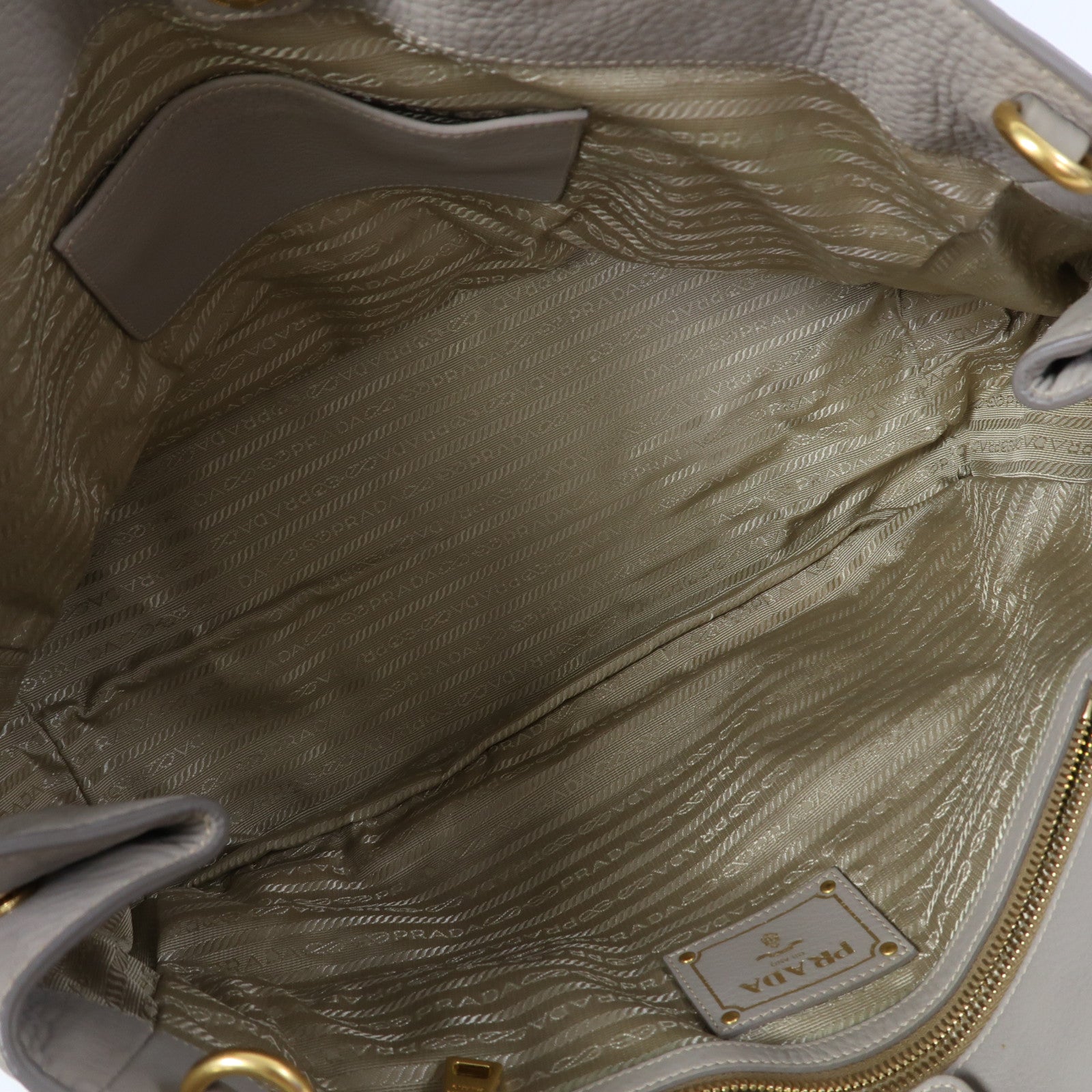 PRADA 牛皮皮革2 Way Shoulder金扣手挽肩背兩用袋灰色