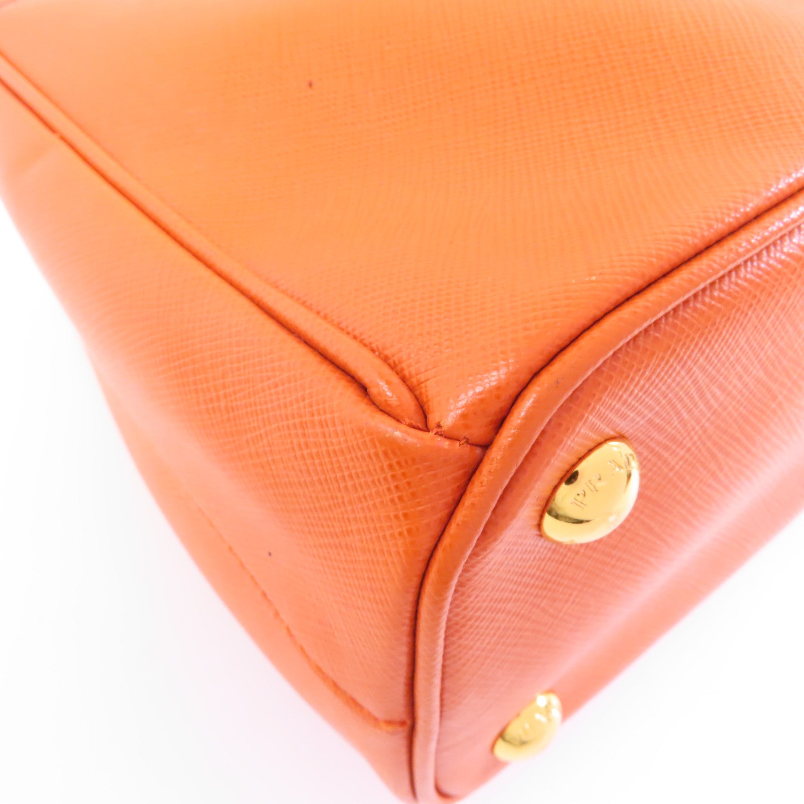 PRADA Saffiano皮革Kilker Bag金扣手挽肩背兩用袋橙色