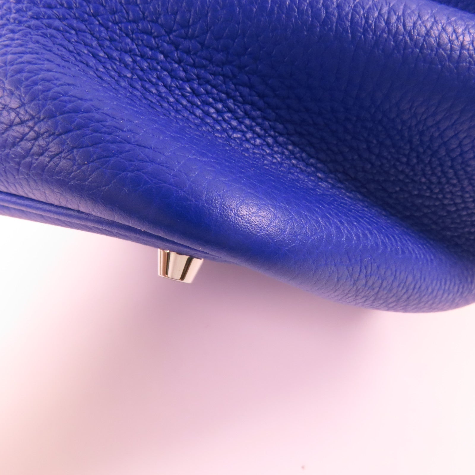 HERMES Clemence皮革/鱷魚皮革Picotin MM Touch銀扣手挽袋7T Bleu Electrique