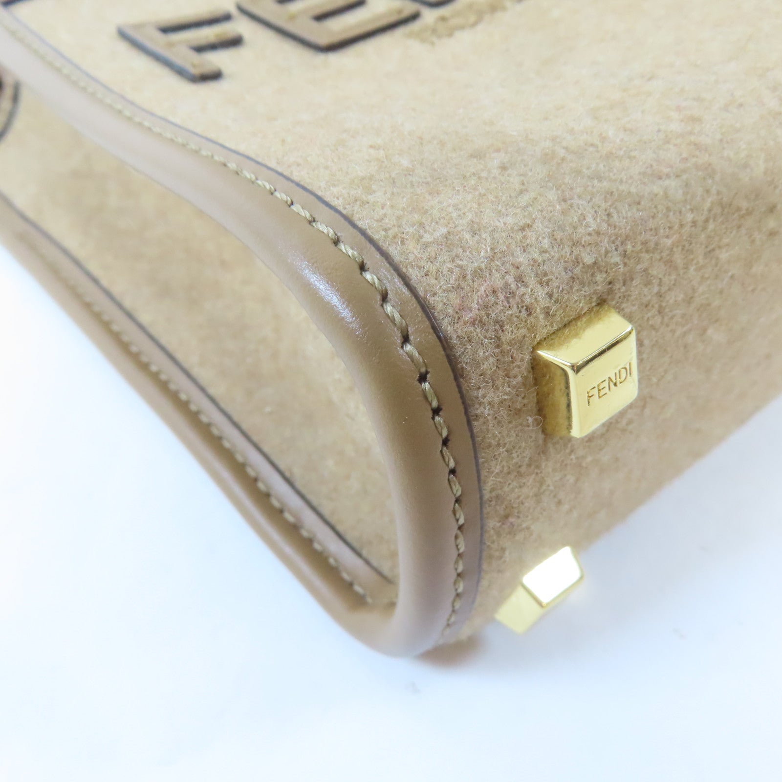 FENDI Wool felt Mini Sunshine Shopper Bag金扣手挽肩背兩用袋啡色