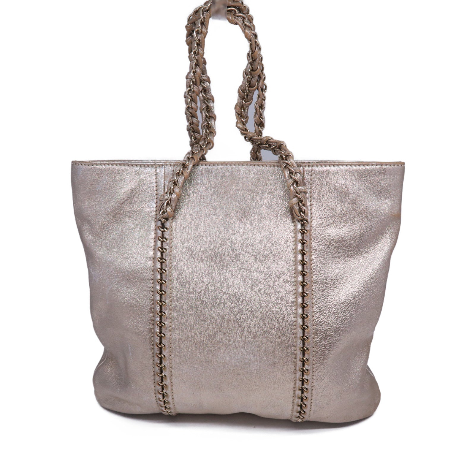 CHANEL 【激減優惠】牛皮皮革Totebag金扣手挽袋金色