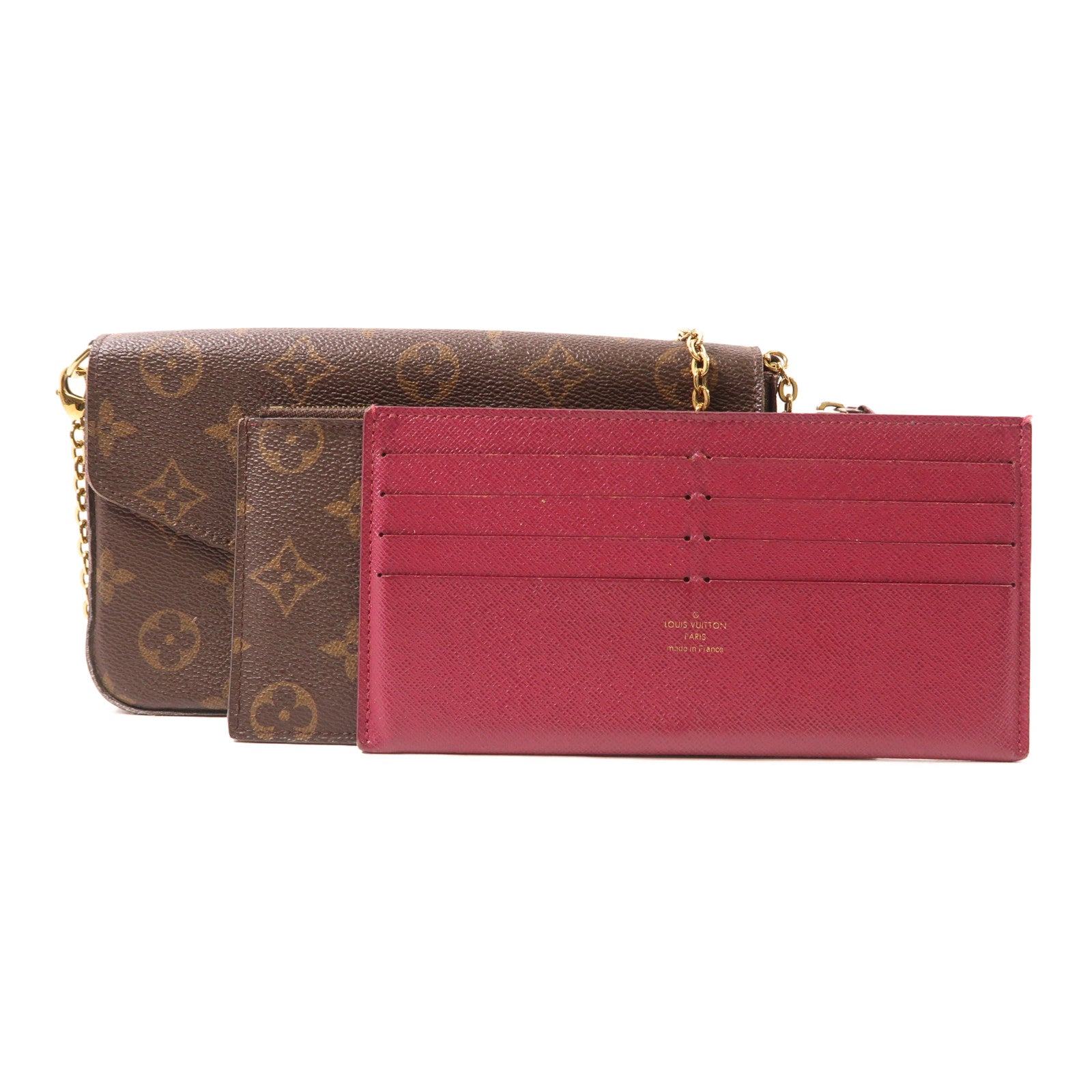 LOUIS VUITTON Monogram Pochette Felicie金扣鏈帶肩背袋棕色