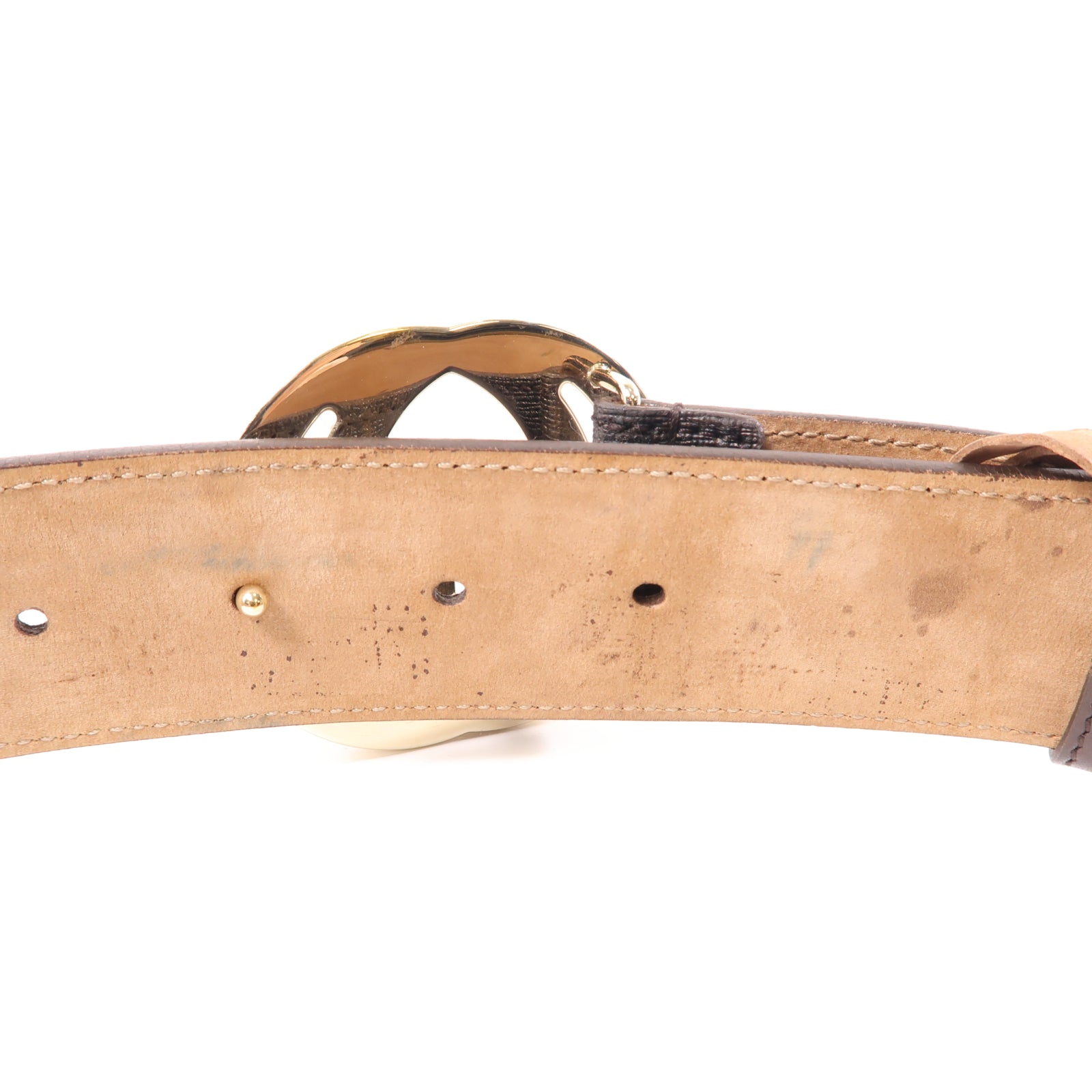 GUCCI 皮革Belt 80cm皮帶棕色/金色