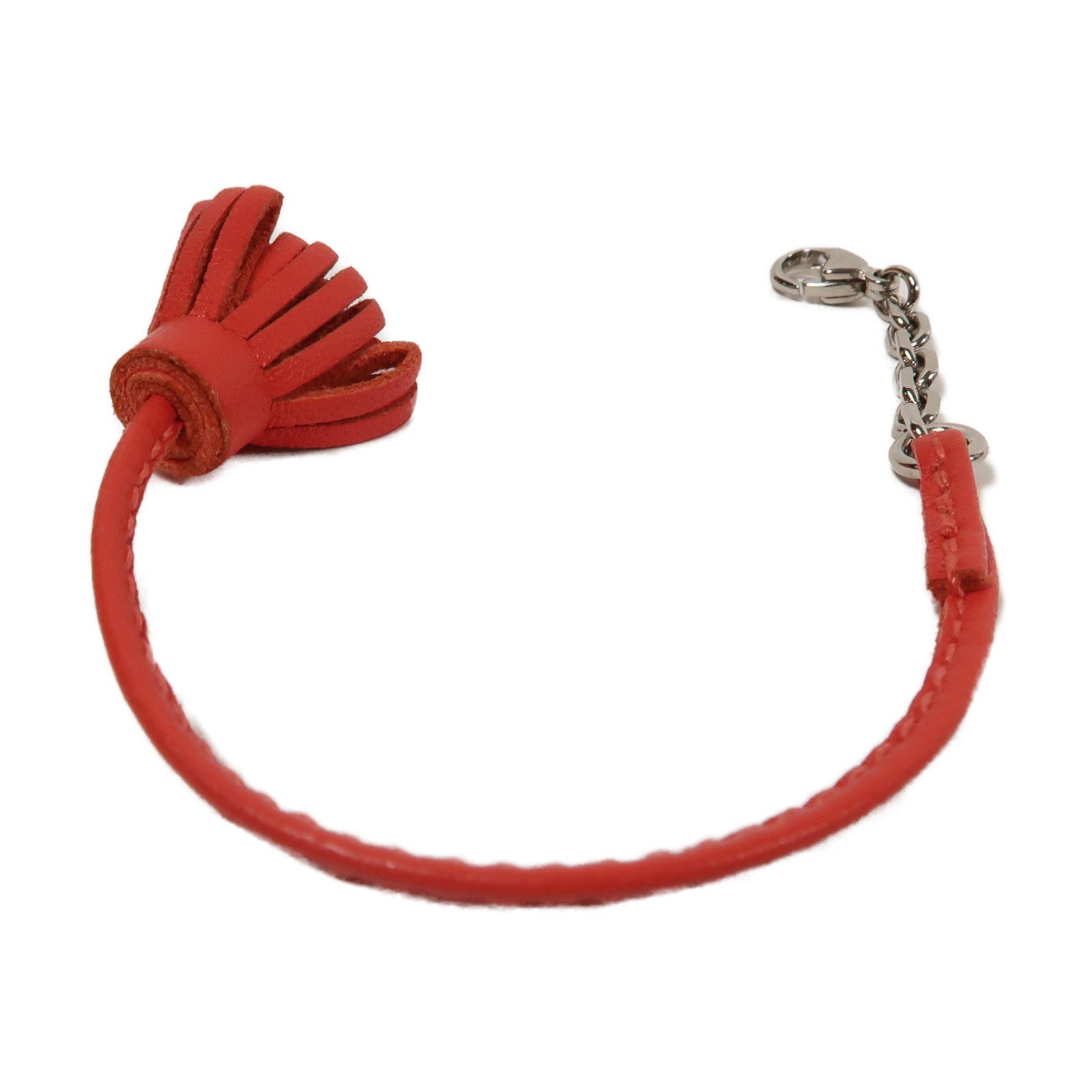 HERMES Agneau Milo皮革Carmencita Petit Pom Pom Charm杜鵑紅色