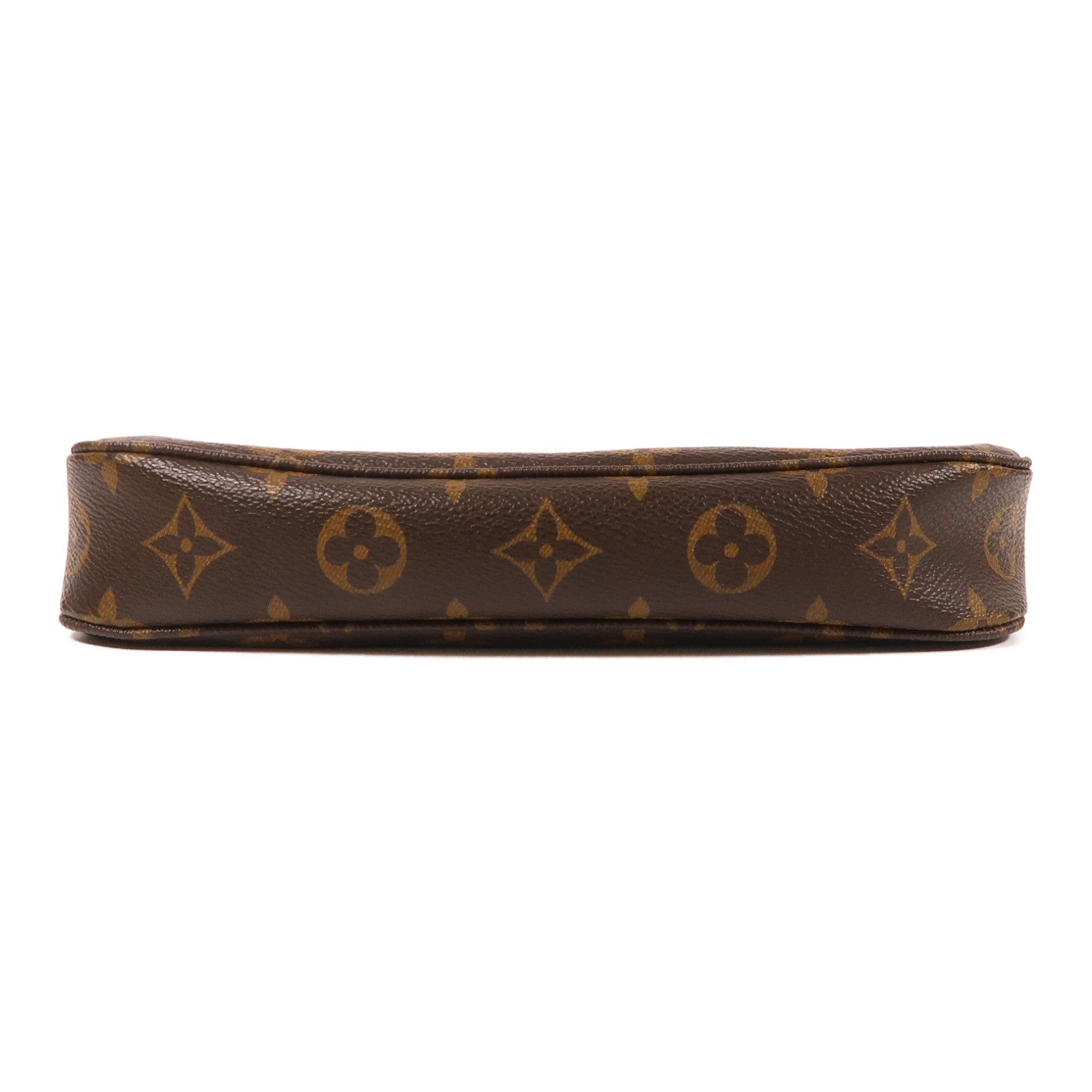 LOUIS VUITTON Monogram Pochette Accessoires金扣手挽袋棕色
