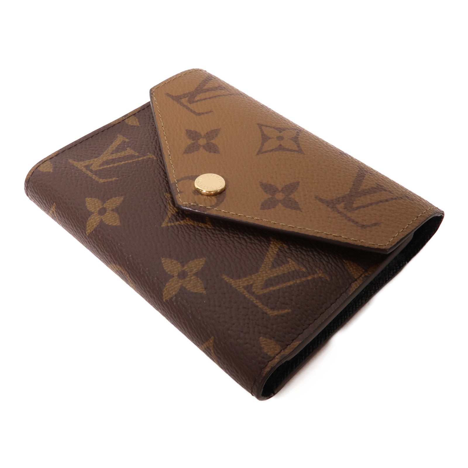 LOUIS VUITTON Monogram Reverse Victorine Wallet金扣錢包棕色