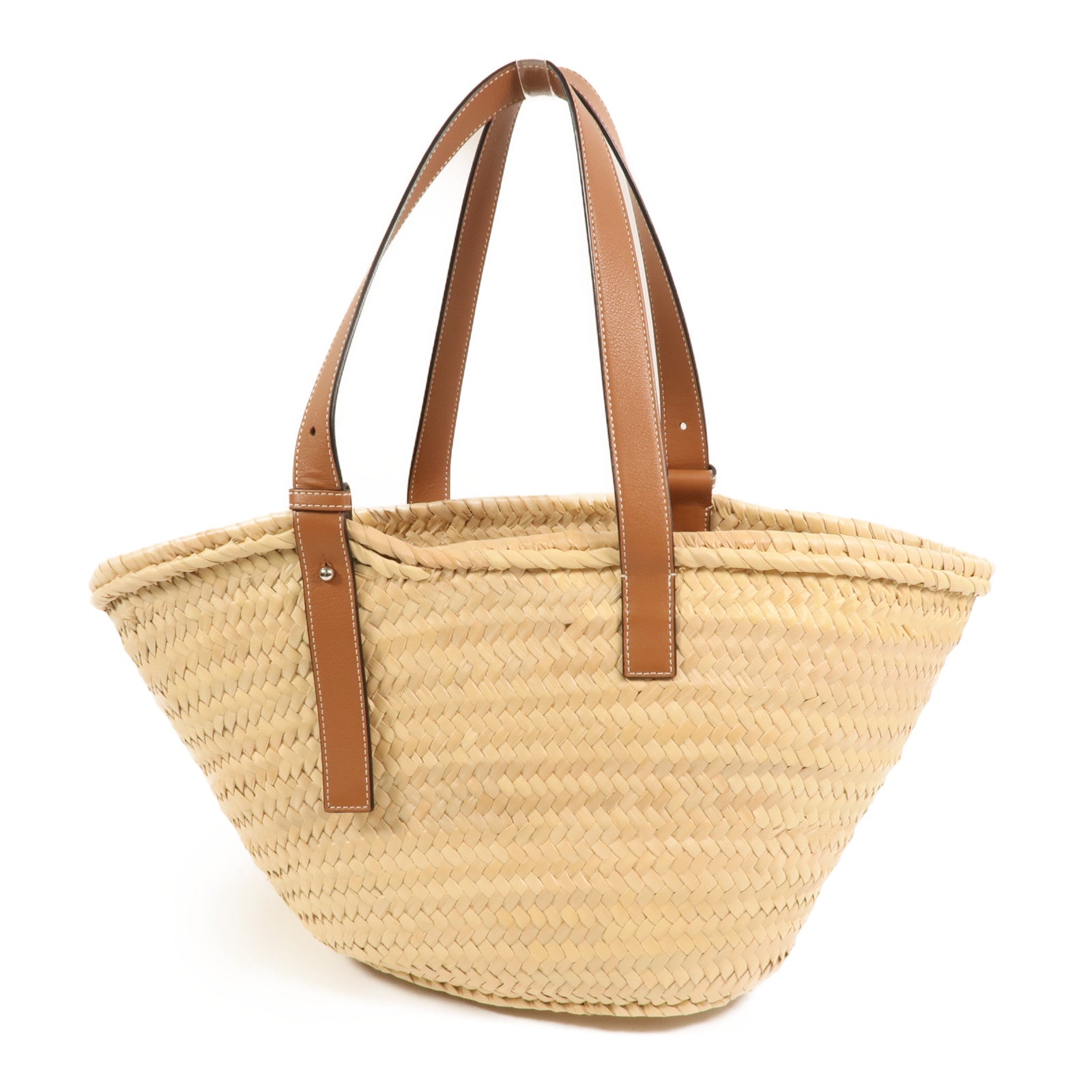 LOEWE Raffia Bucket Tote Bag銀扣手挽袋