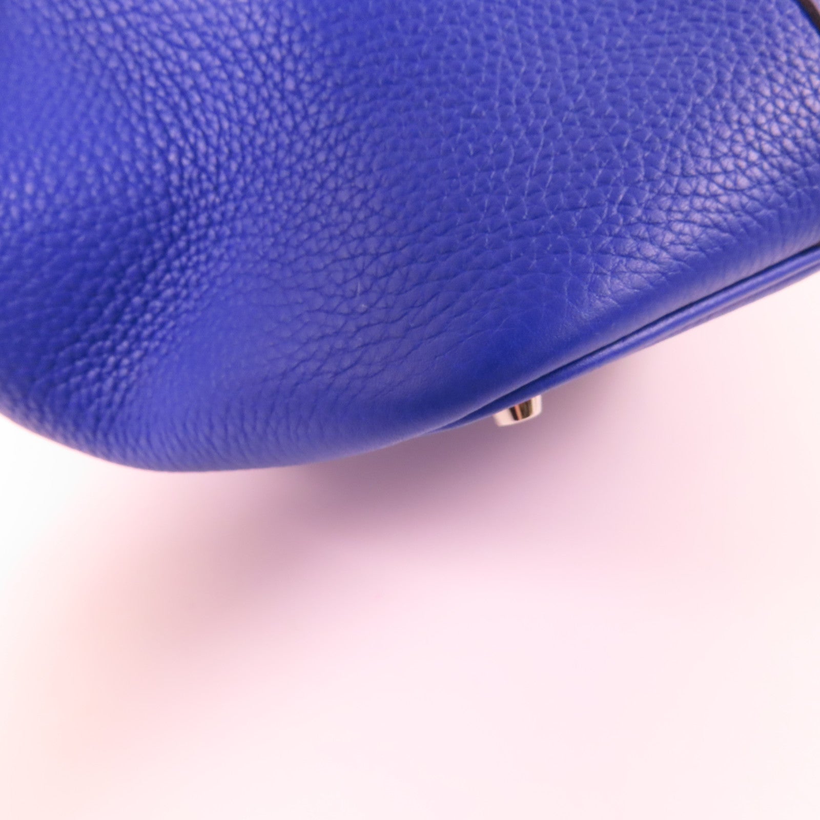 HERMES Clemence皮革/鱷魚皮革Picotin MM Touch銀扣手挽袋7T Bleu Electrique