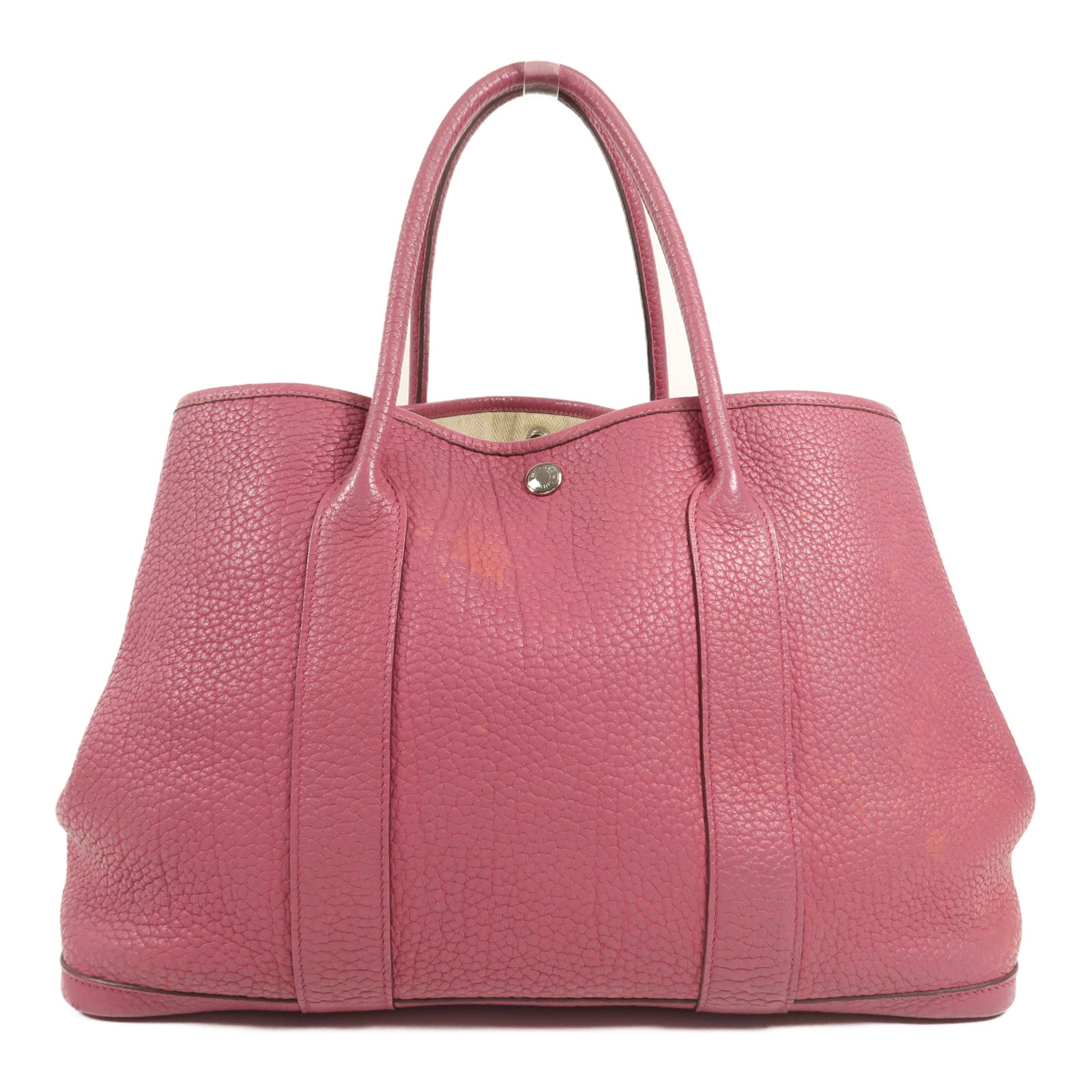 HERMES Fjord皮革Garden Party PM銀扣手挽袋Tosca