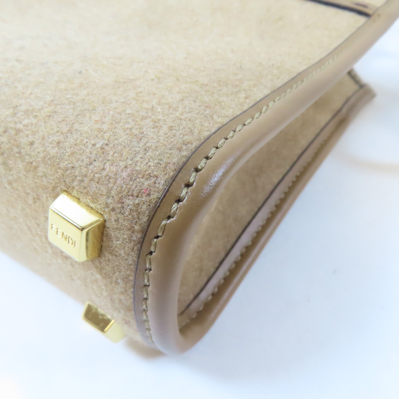 FENDI Wool felt Mini Sunshine Shopper Bag金扣手挽肩背兩用袋啡色
