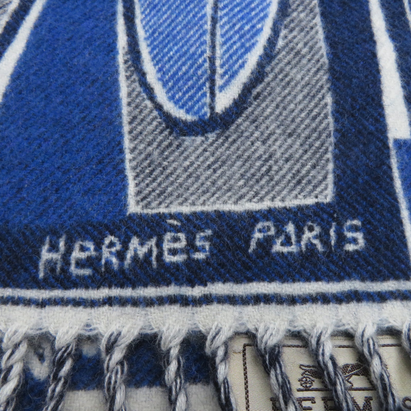 HERMES 【激減優惠】羊絨Scarf 50x150cm圍巾藍色