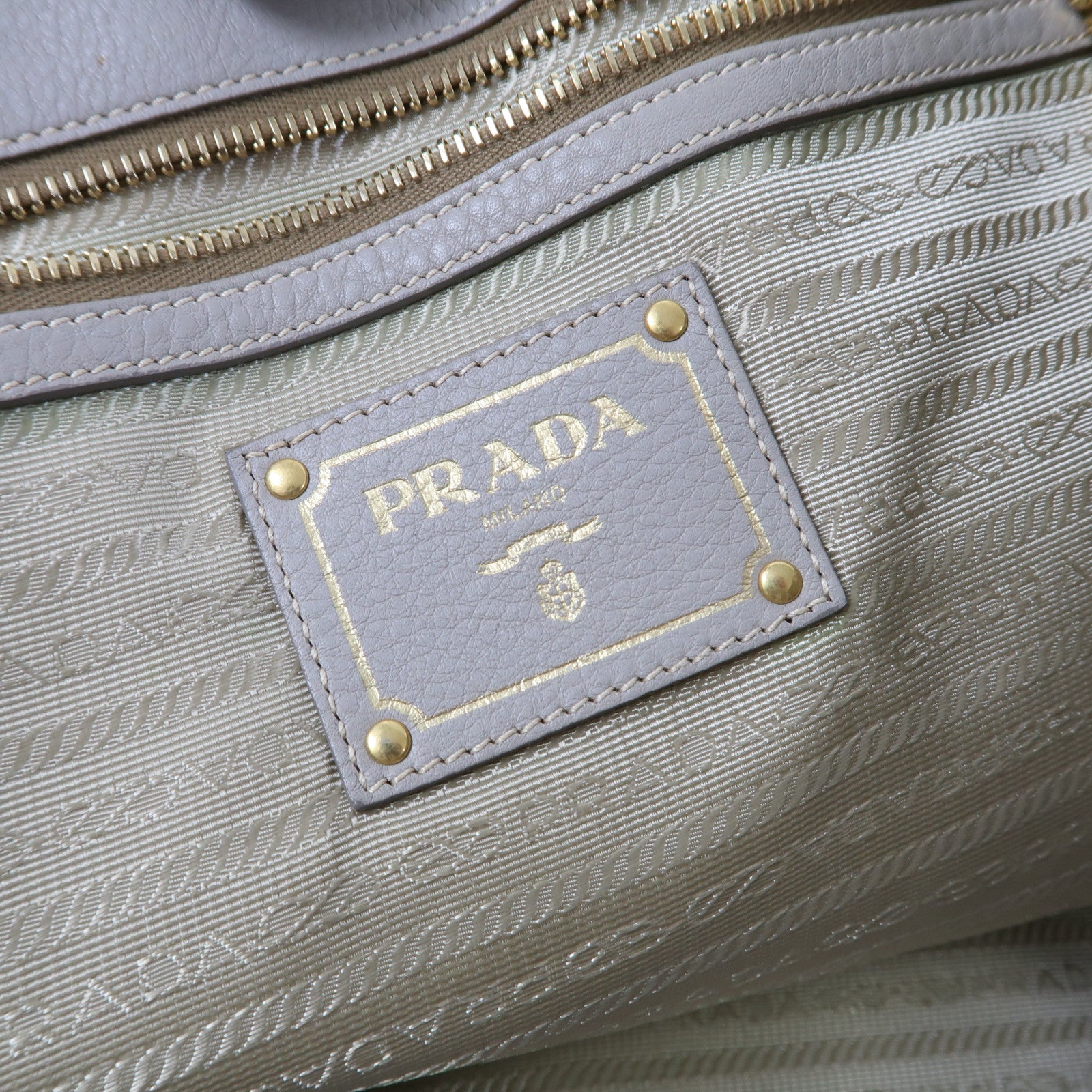 PRADA 牛皮皮革2 Way Shoulder金扣手挽肩背兩用袋灰色