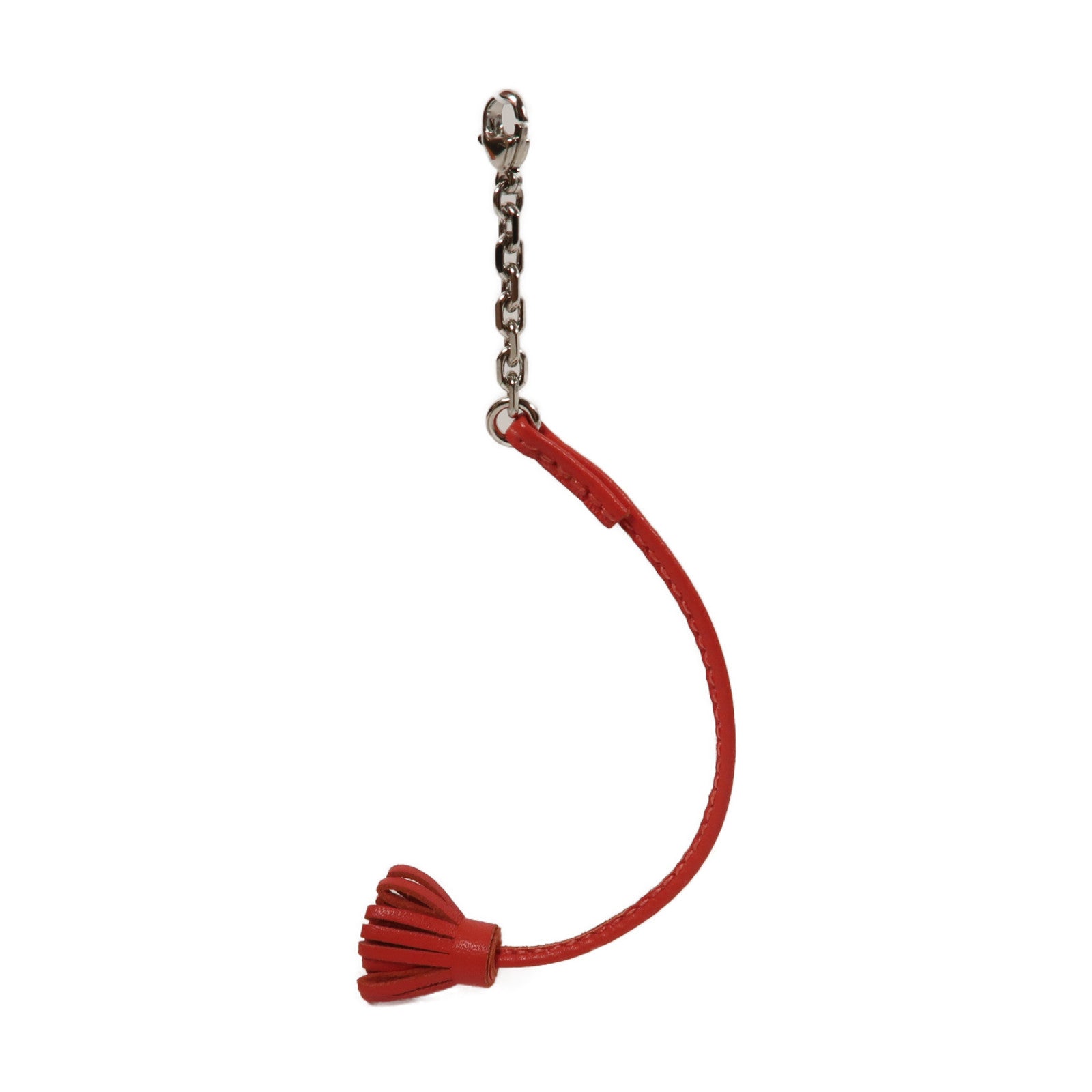 HERMES Agneau Milo皮革Carmencita Petit Pom Pom Charm杜鵑紅色