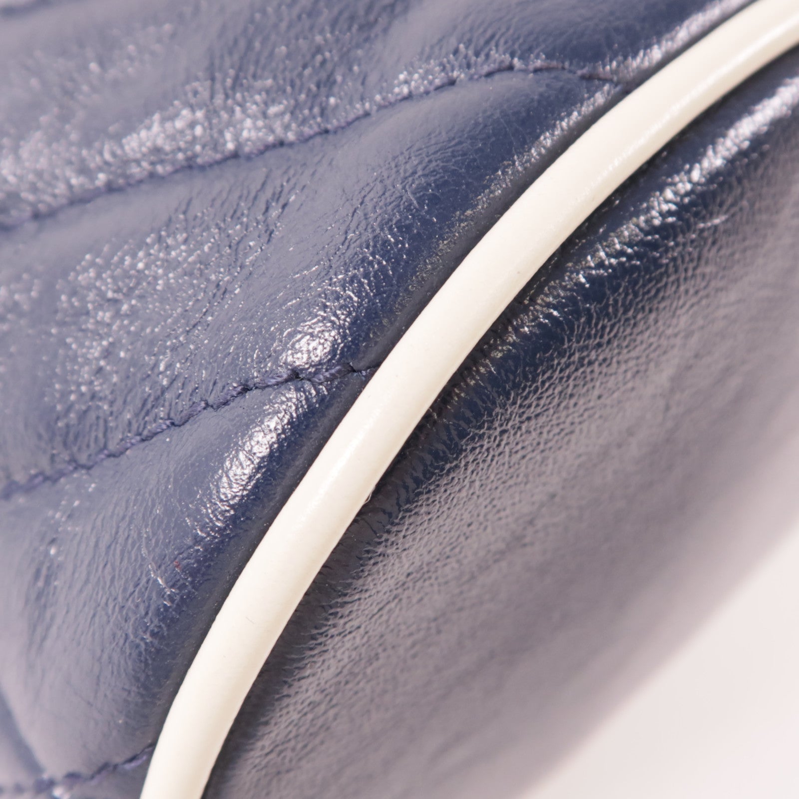 GUCCI GG SHW Chain Shoulder Bag 573817 Calfskin Leather Navy