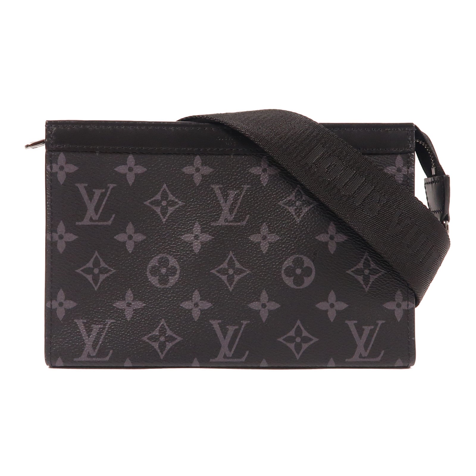 LOUIS VUITTON Monogram Eclipse Gaston Wearable Wallet銀扣肩背袋黑色