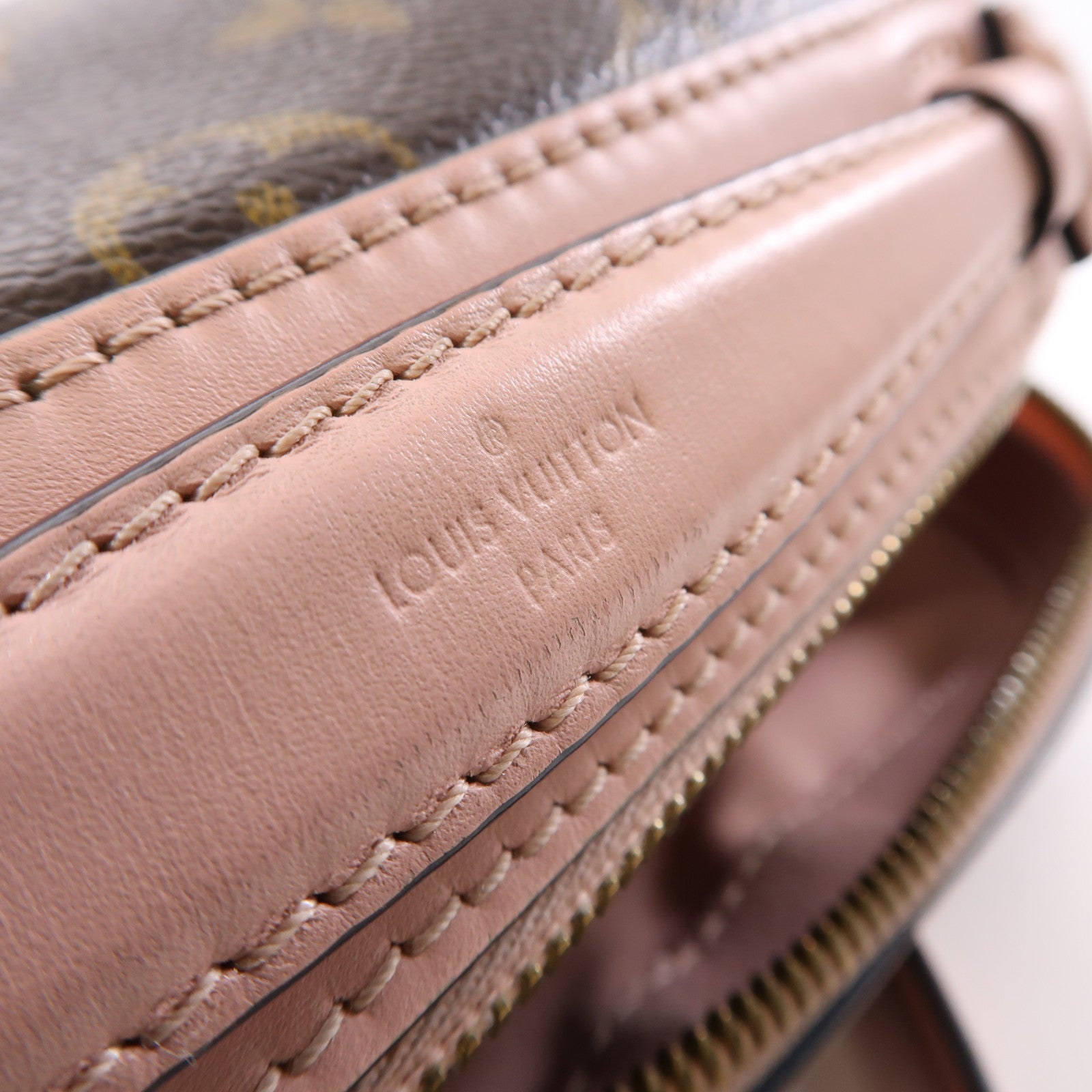 LOUIS VUITTON Monogram Saintonge金扣手挽肩背兩用袋啡色/粉紅色