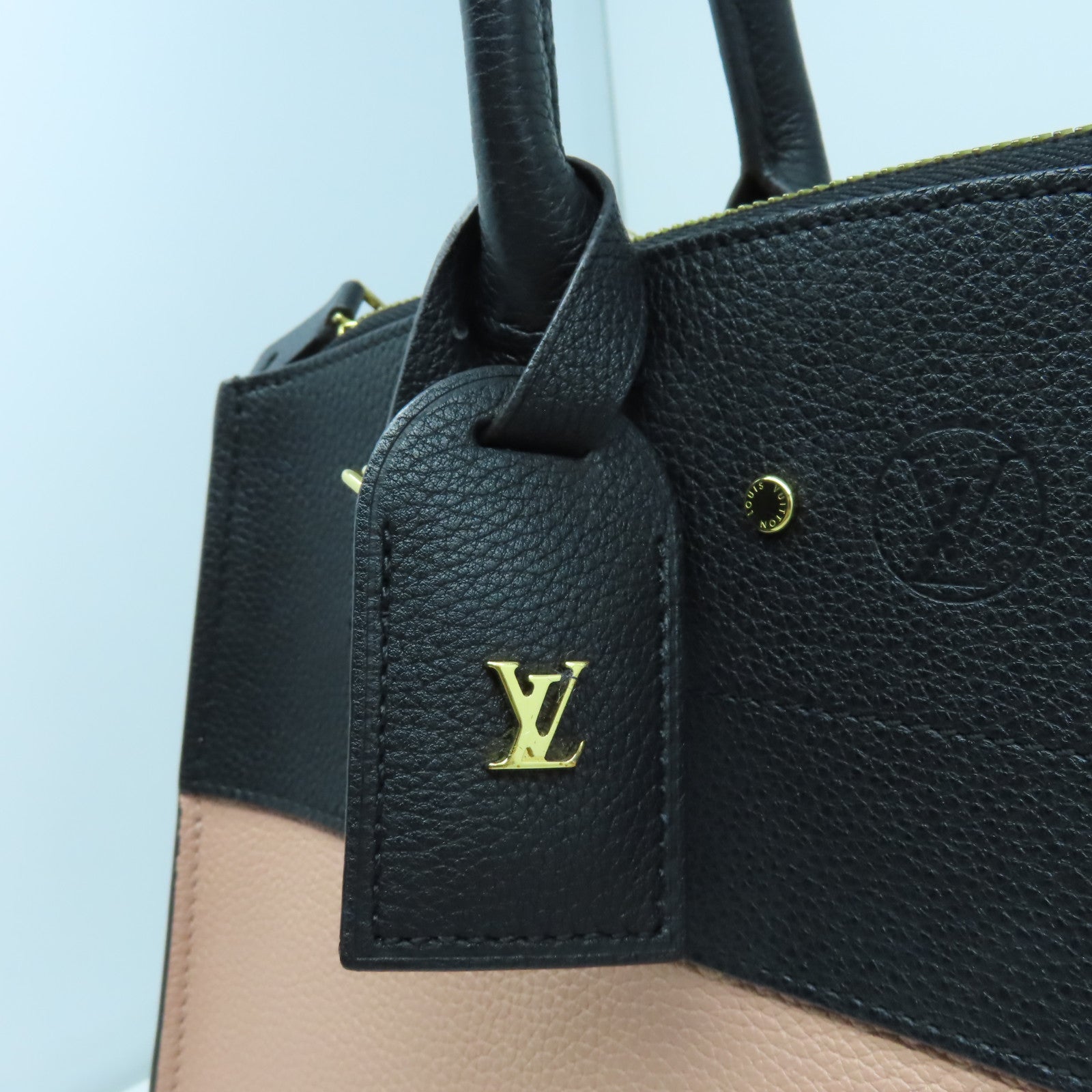 LOUIS VUITTON 【清倉大減價】牛皮皮革City Steamer MM金扣手挽肩背兩用袋粉紅色/黑色