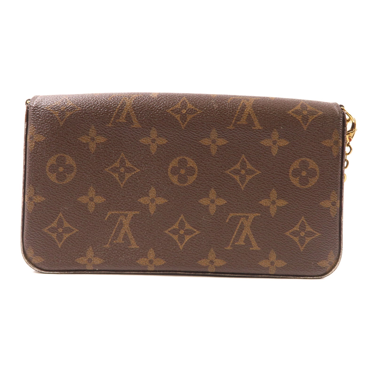 LOUIS VUITTON Monogram Pochette Felicie金扣鏈帶肩背袋棕色