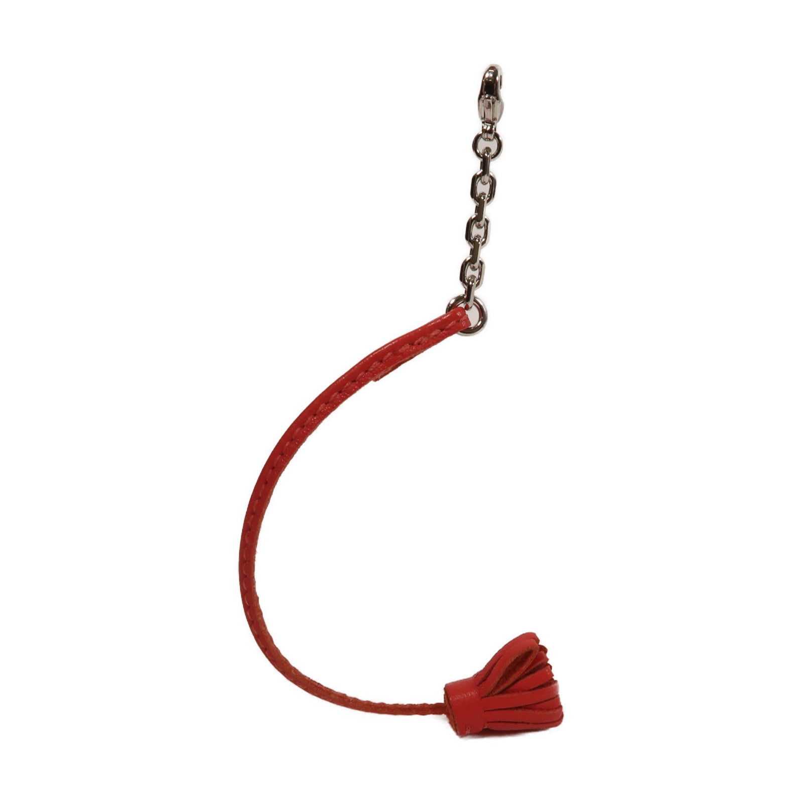 HERMES Agneau Milo皮革Carmencita Petit Pom Pom Charm杜鵑紅色