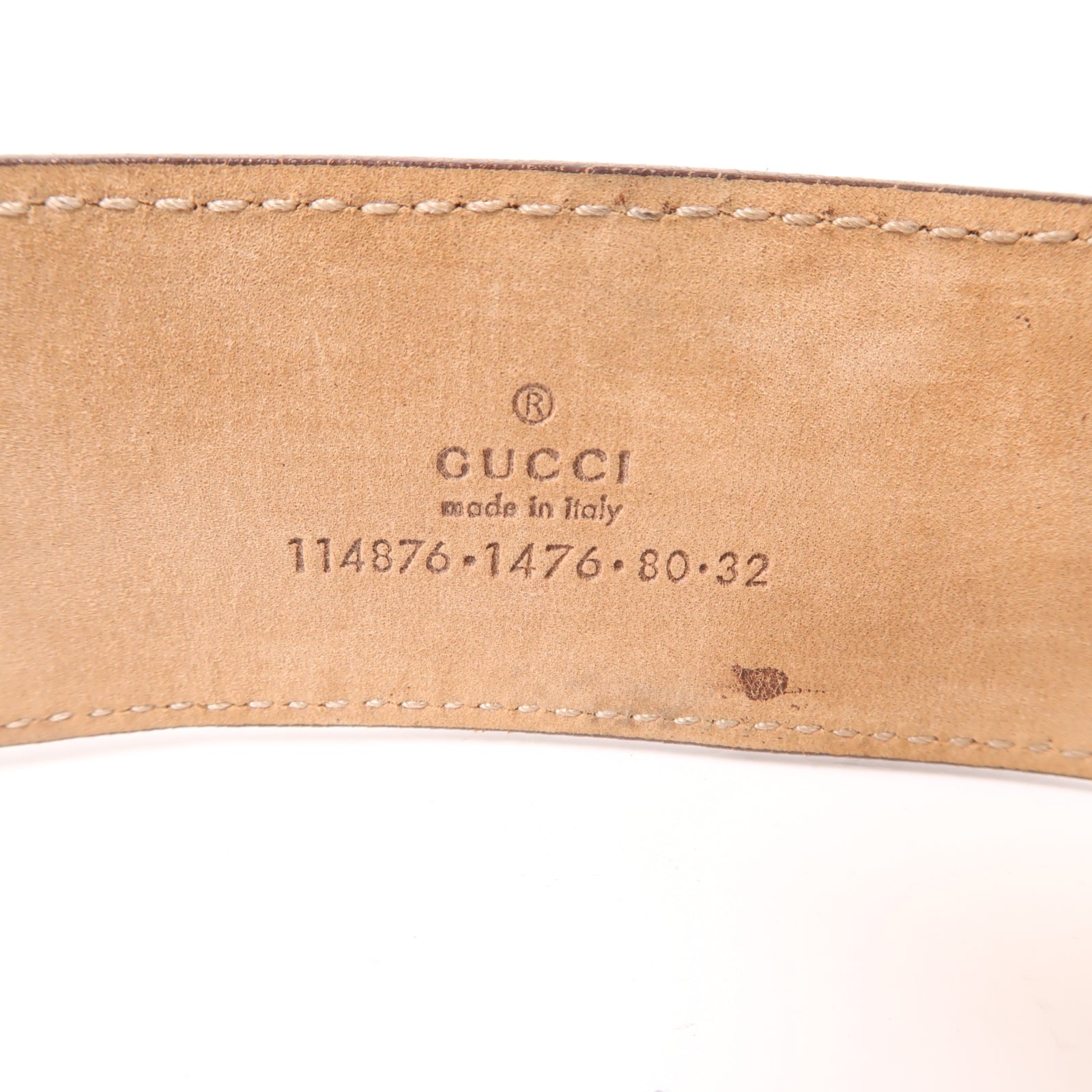 GUCCI 皮革Belt 80cm皮帶棕色/金色