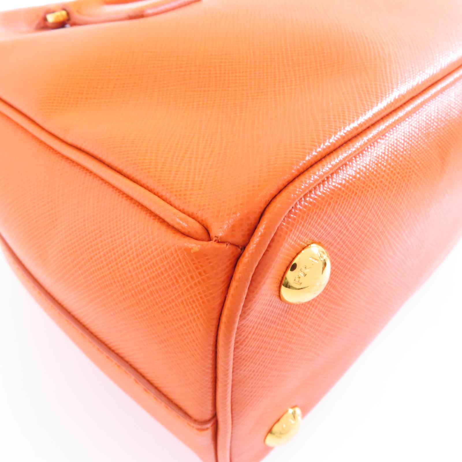 PRADA Saffiano皮革Kilker Bag金扣手挽肩背兩用袋橙色