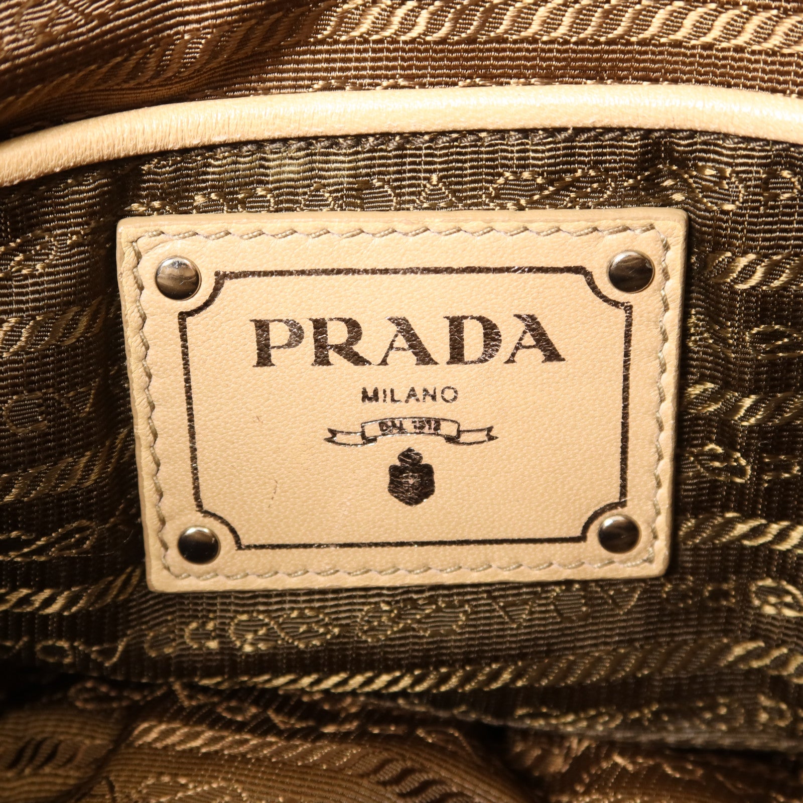 PRADA 羊皮皮革Nappa Gaufre銀扣手挽肩背兩用袋