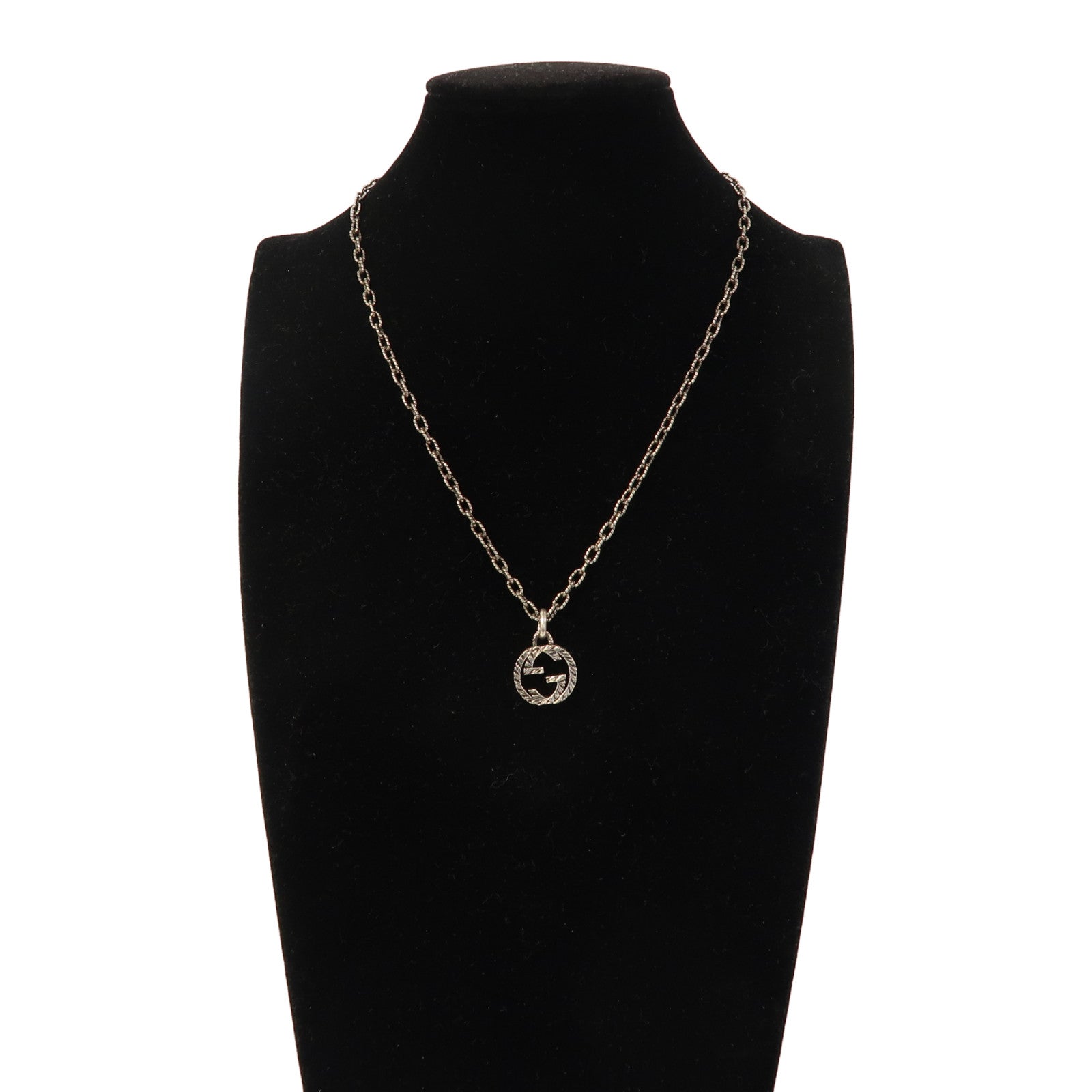 GUCCI 925純銀Interlocking Pendant Necklace項鍊銀色