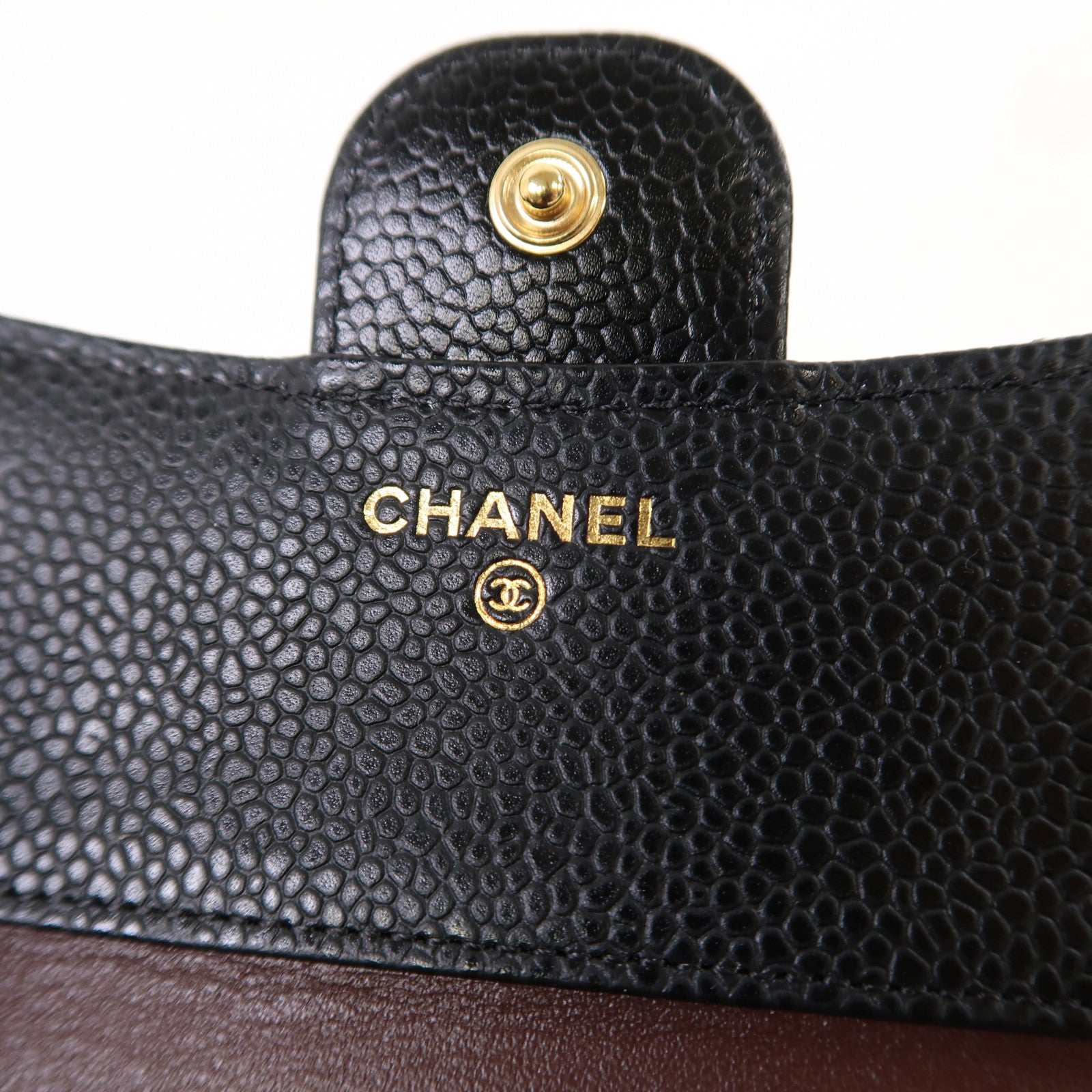 CHANEL 菱格牛皮皮革Wallet金扣錢包黑色