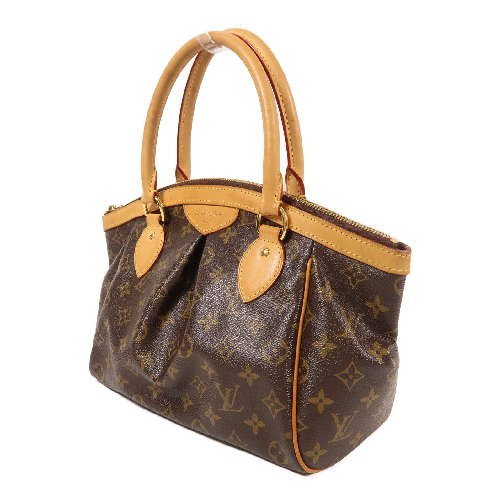 LOUIS VUITTON Monogram Tivoli PM金扣手挽袋棕色