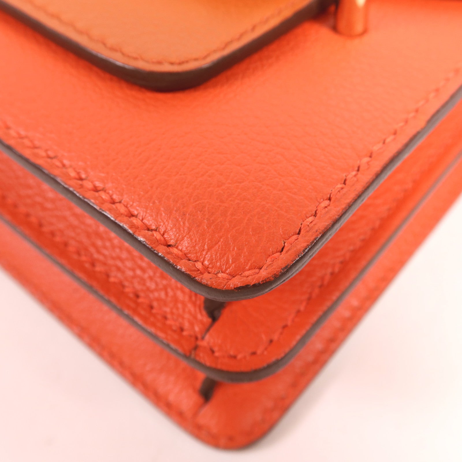 HERMES Evercolor皮革Mini Roulis金扣肩背袋Cuivre/Capucine