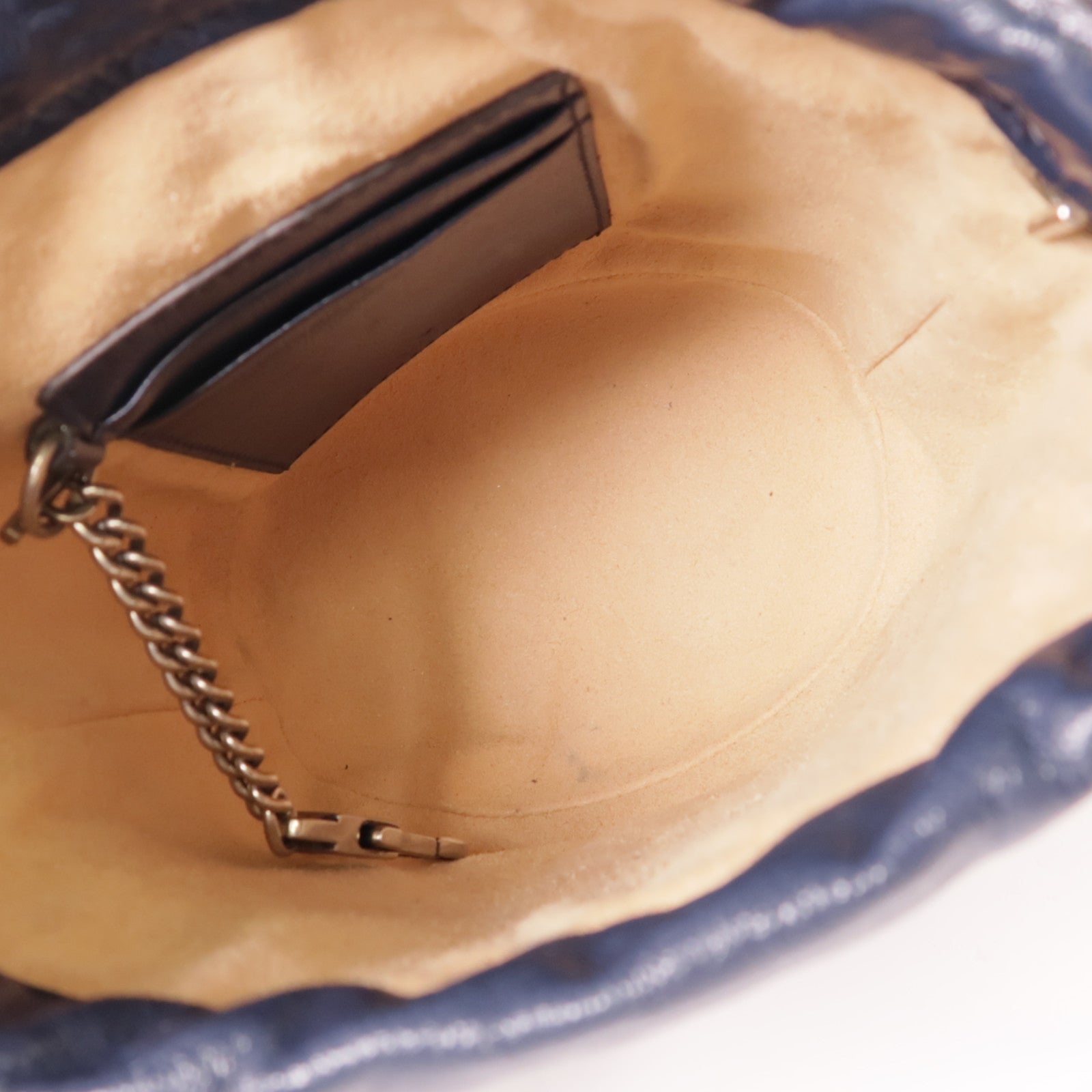 GUCCI GG SHW Chain Shoulder Bag 573817 Calfskin Leather Navy