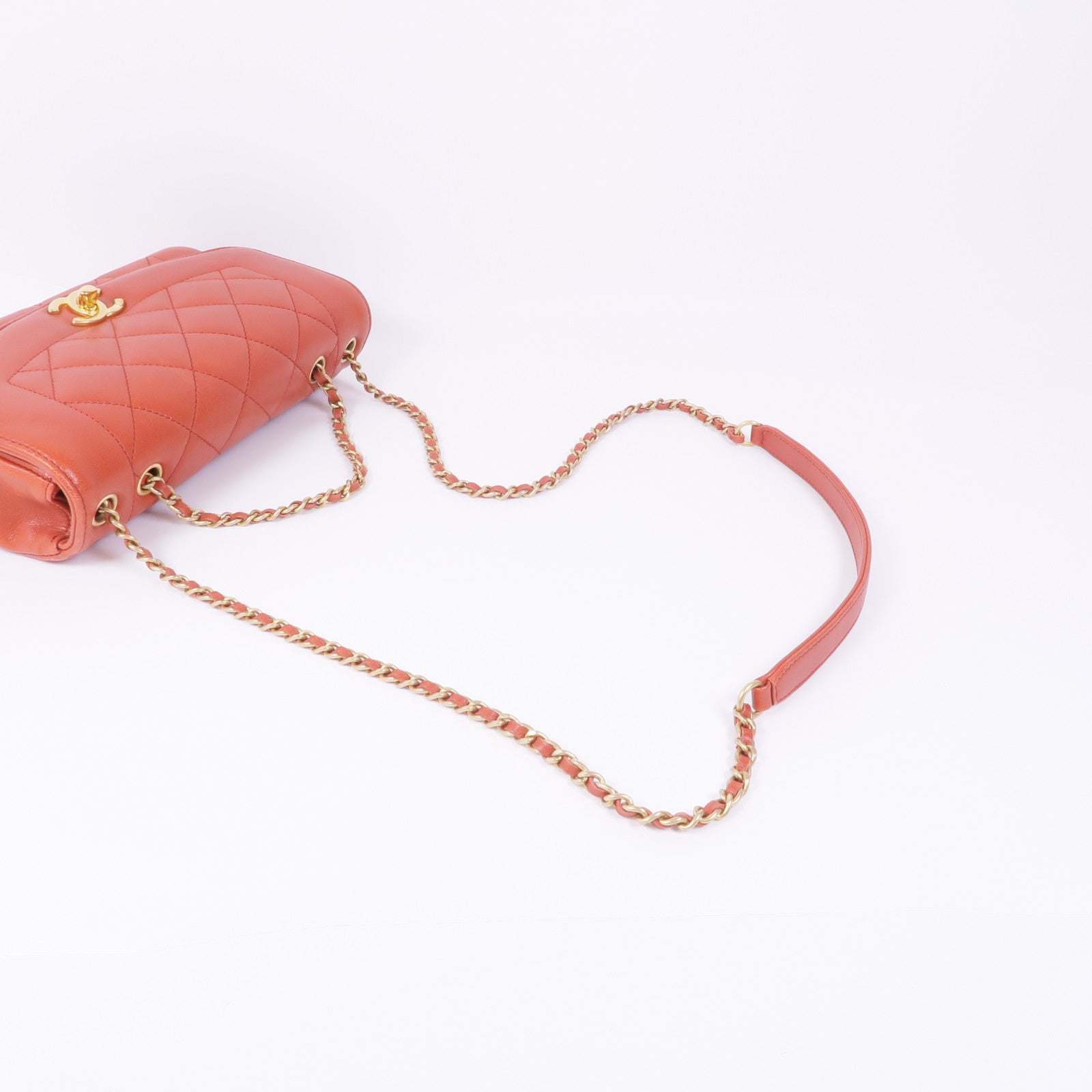 CHANEL 牛皮皮革Chain Shoulder Bag金扣鏈帶肩背袋