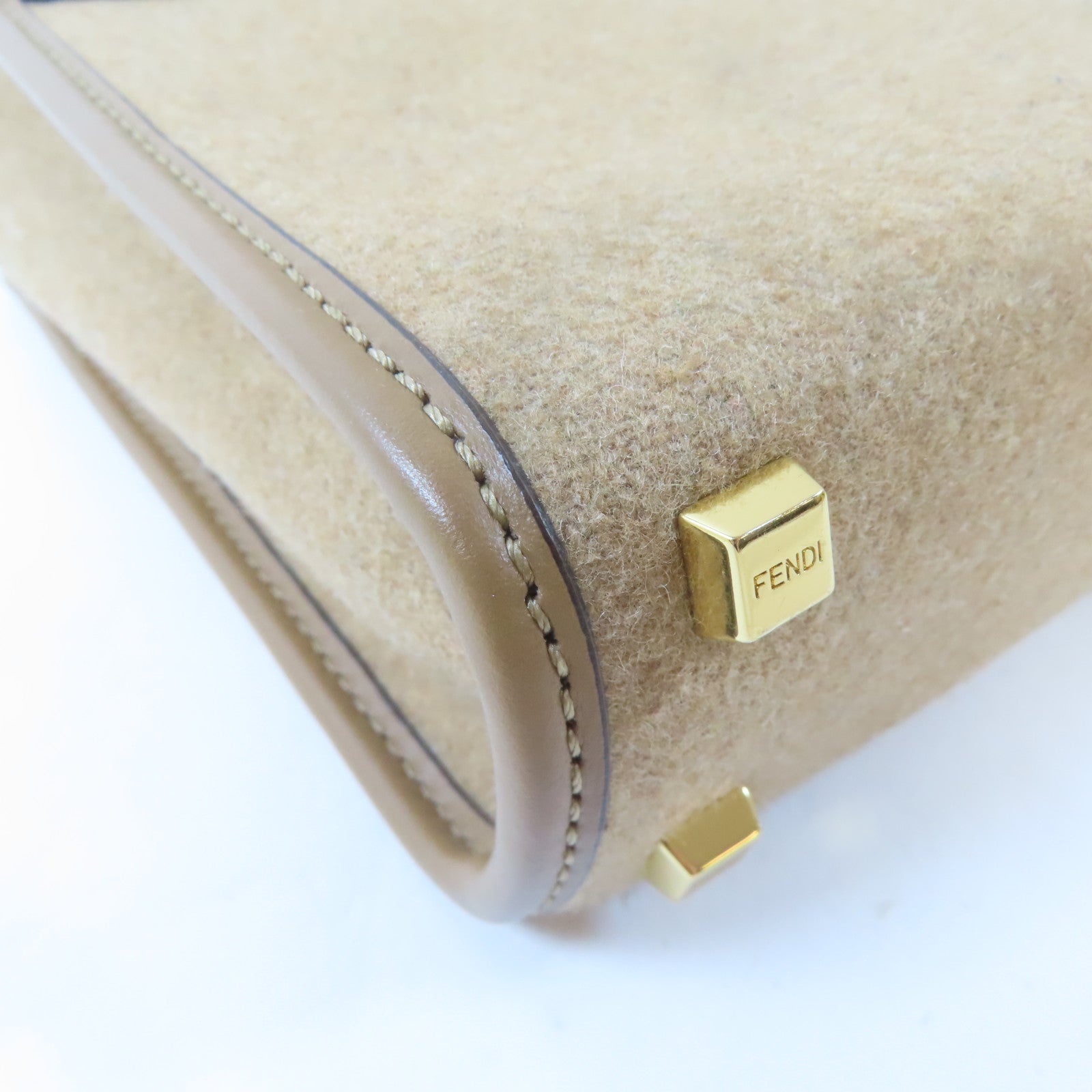 FENDI Wool felt Mini Sunshine Shopper Bag金扣手挽肩背兩用袋啡色