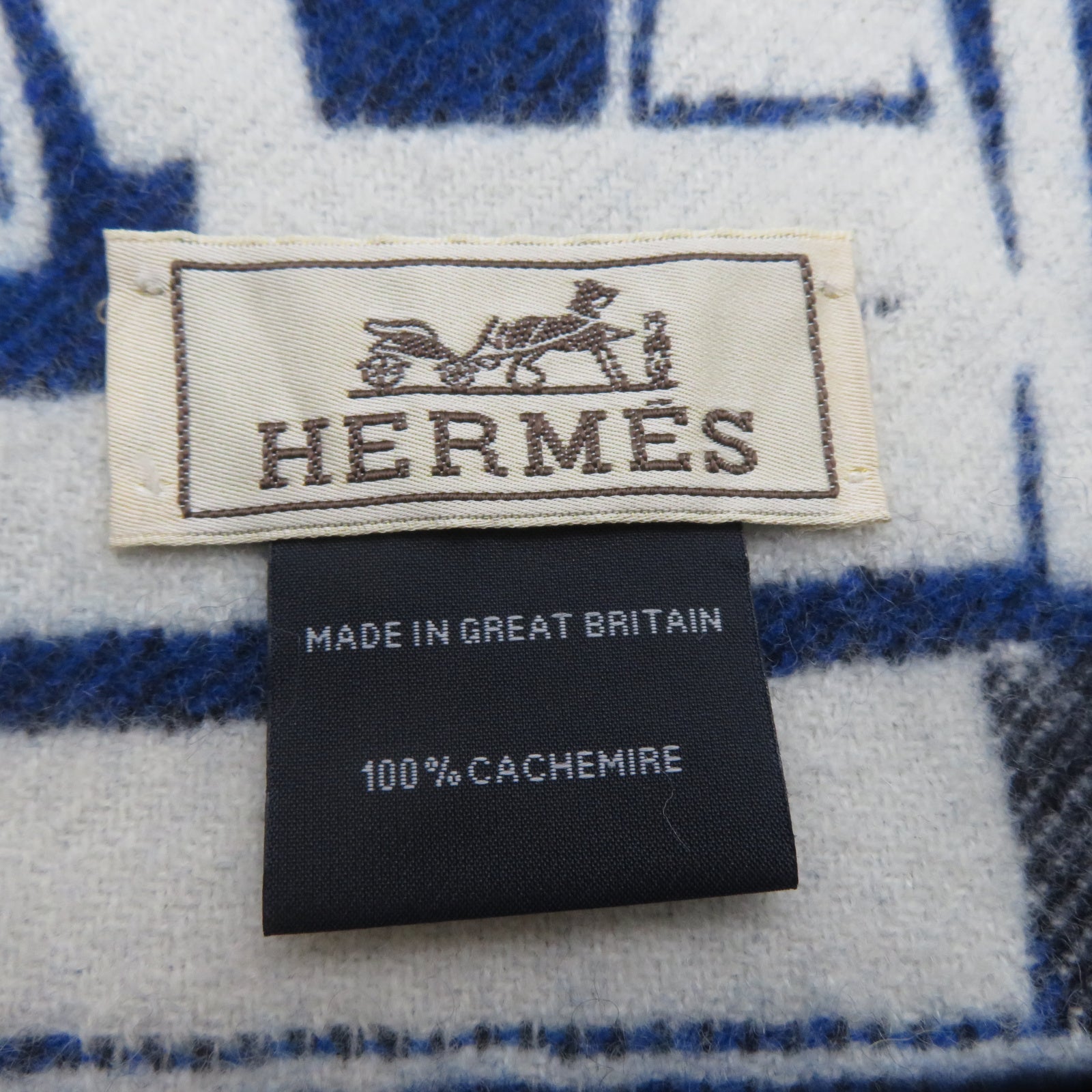 HERMES 【激減優惠】羊絨Scarf 50x150cm圍巾藍色