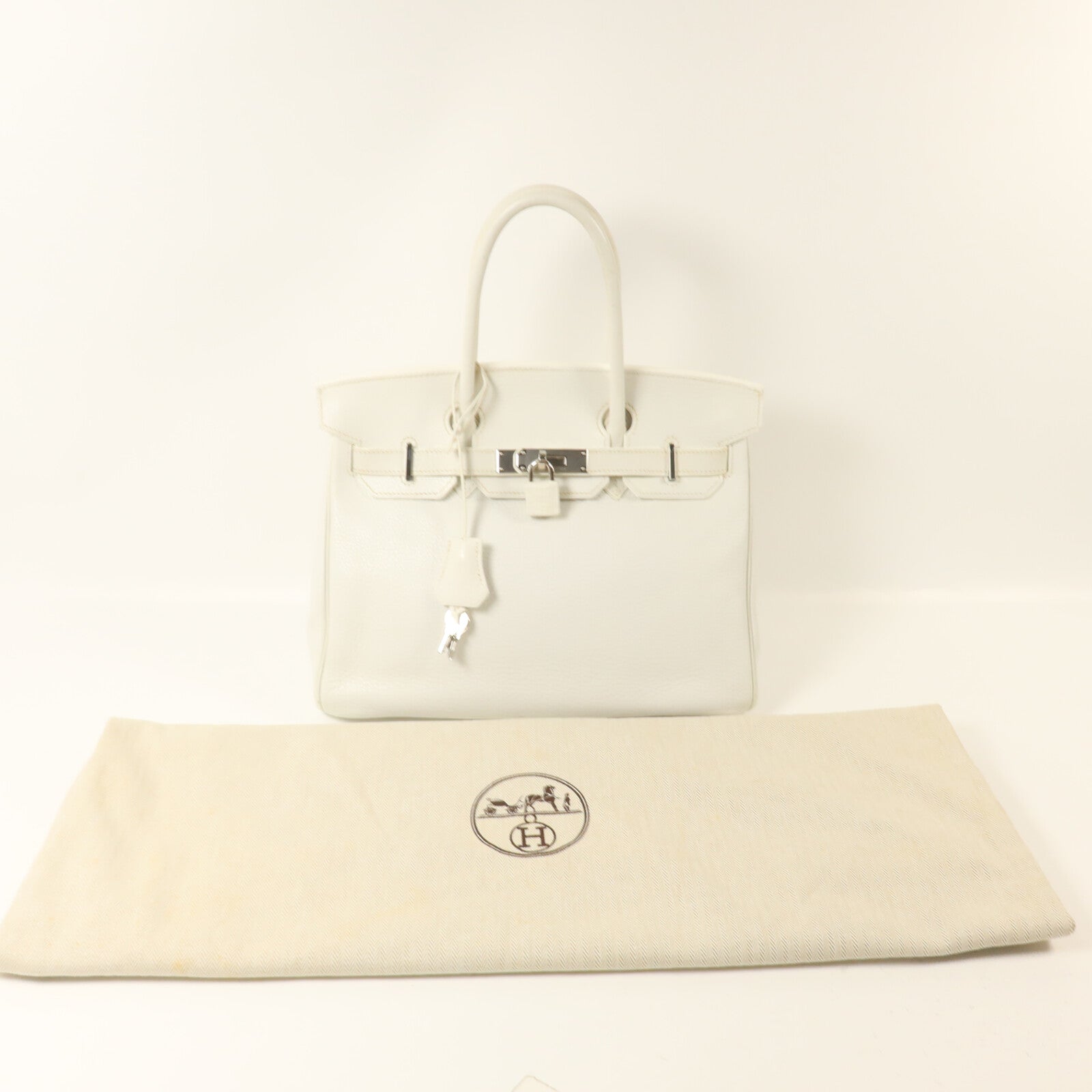 HERMES Togo皮革Birkin 30手挽袋Blanc