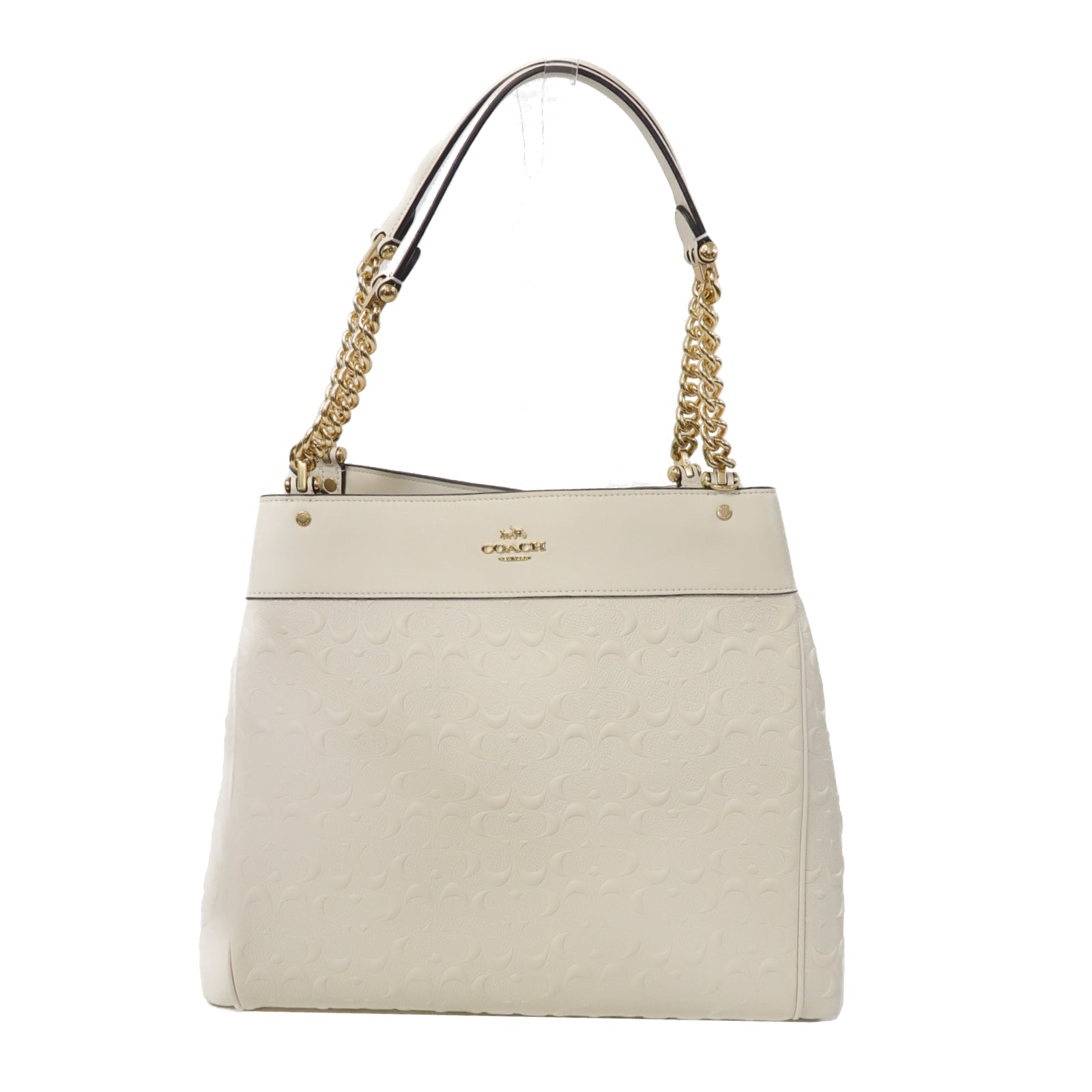 COACH 牛皮皮革Shoulder Bag金扣肩背袋白色