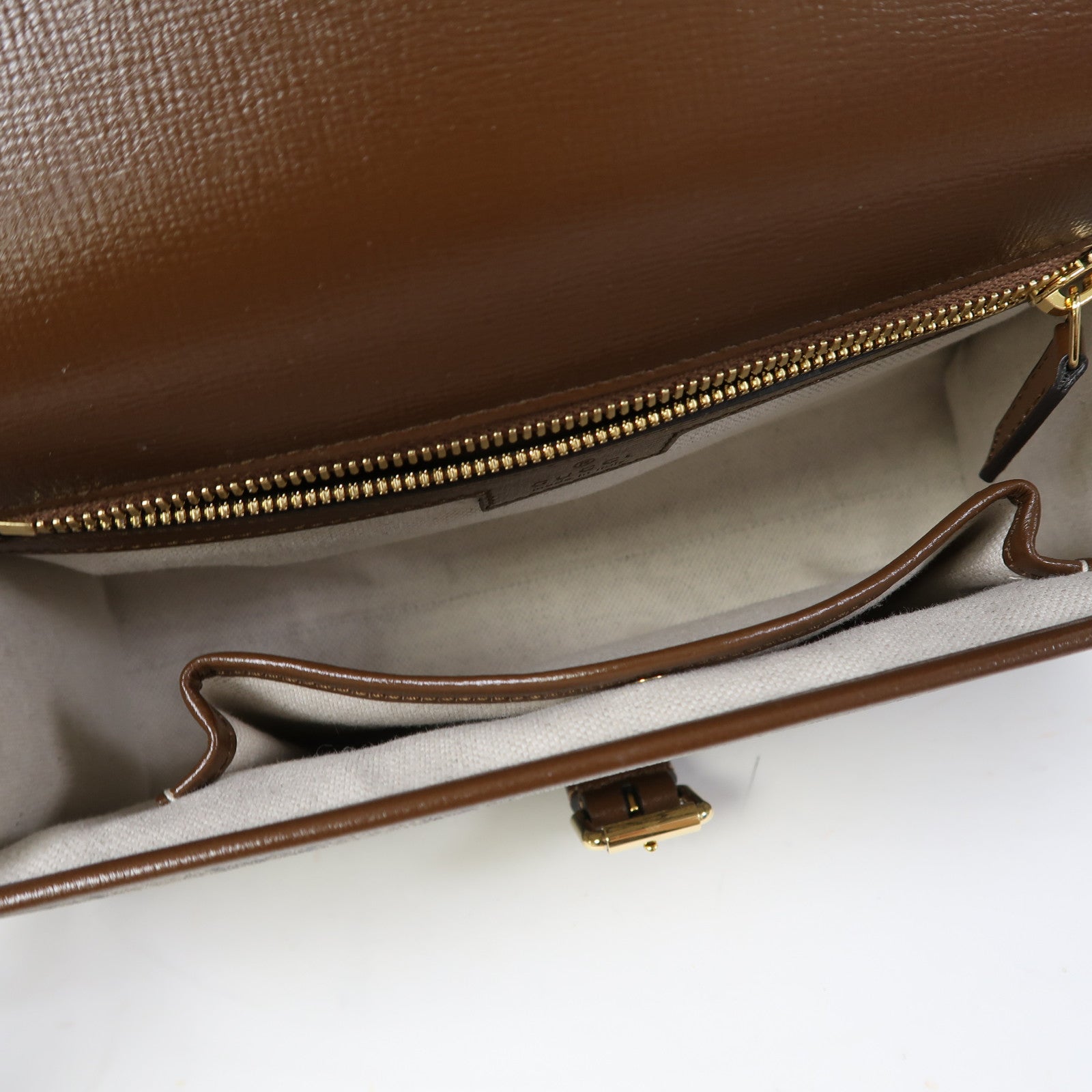 GUCCI 塗層帆布GG Supreme Interlocking金扣肩背袋啡色