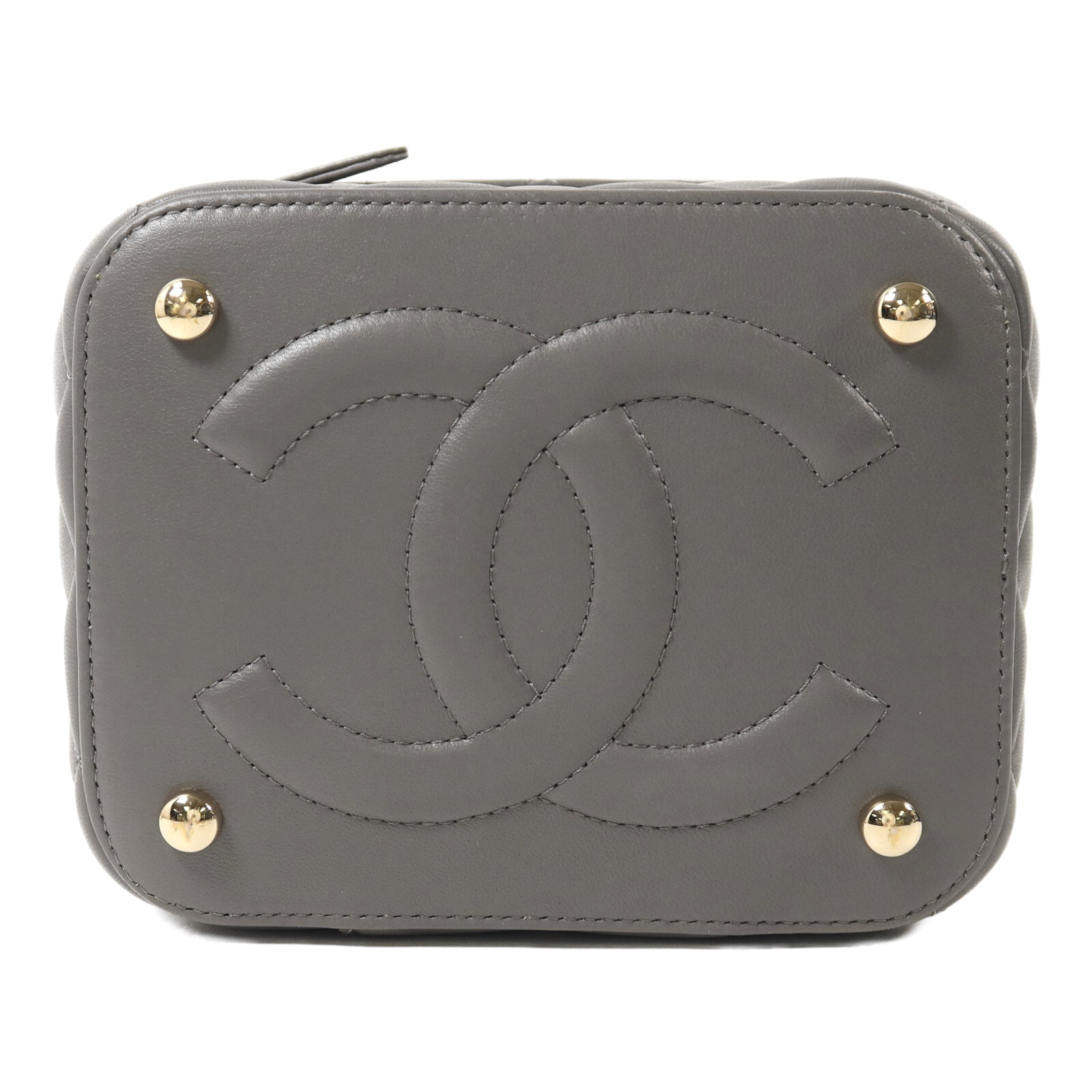 CHANEL 羊皮皮革Vanity Case金扣鏈帶手挽肩背兩用袋