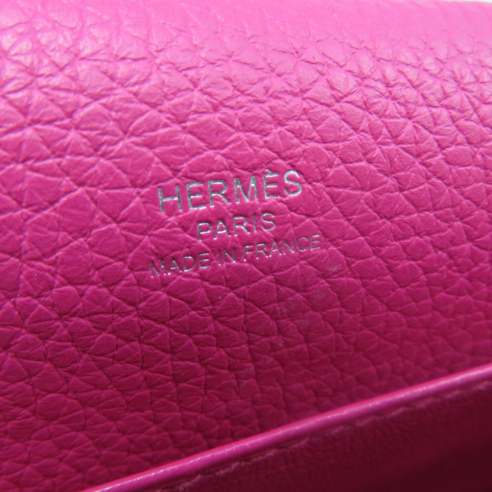 HERMES 【激減優惠】Clemence皮革Roulis 23銀扣肩背袋粉紅色