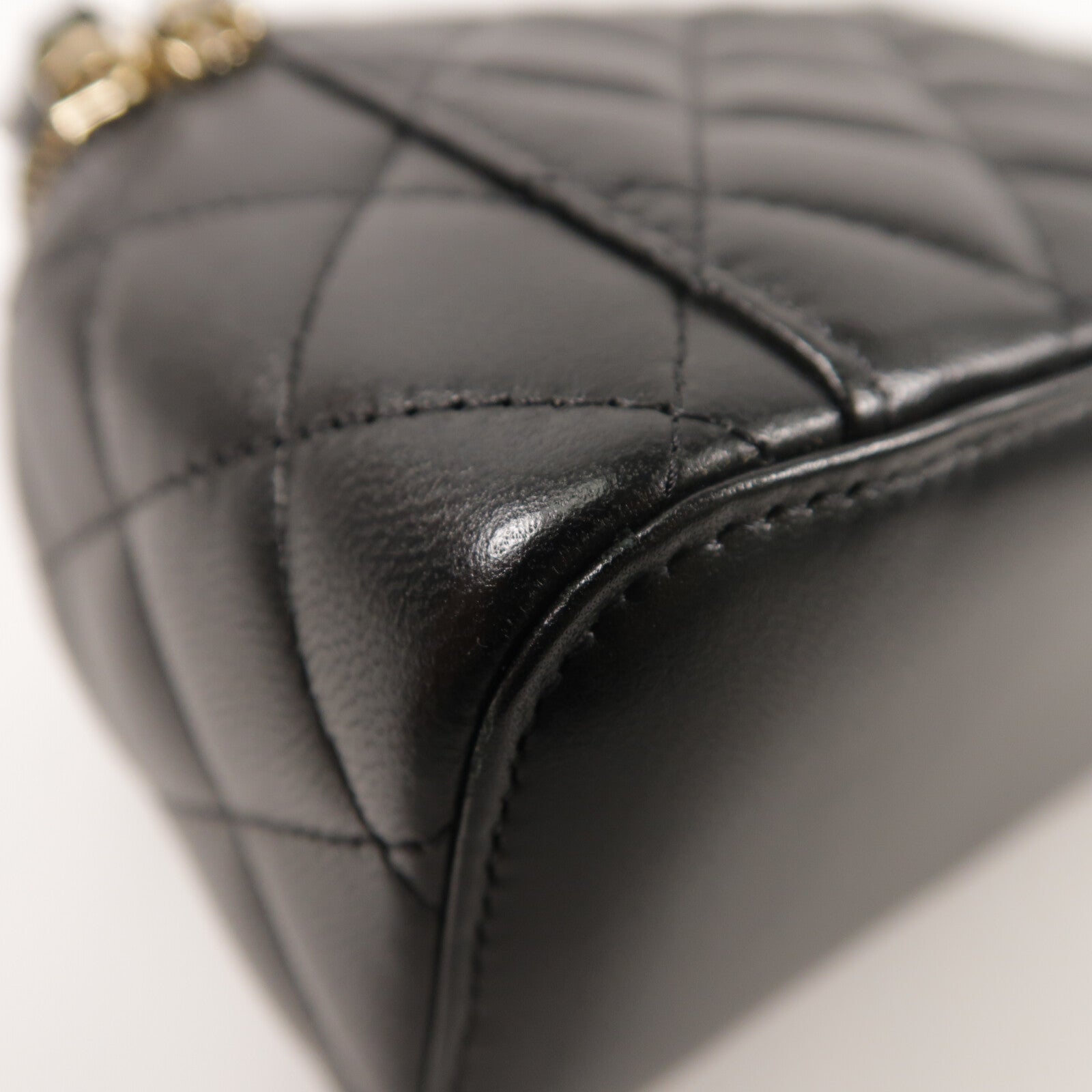 CHANEL 羊皮皮革Top Handle Vanity Case金扣鏈帶手挽肩背兩用袋
